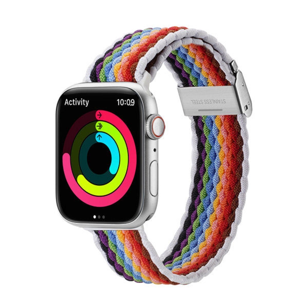 Dux Ducis Uhrenarmband Strap (Mixture II Version) Armband für Apple Watch) Schleifenarmband Bunte Streifen Hell