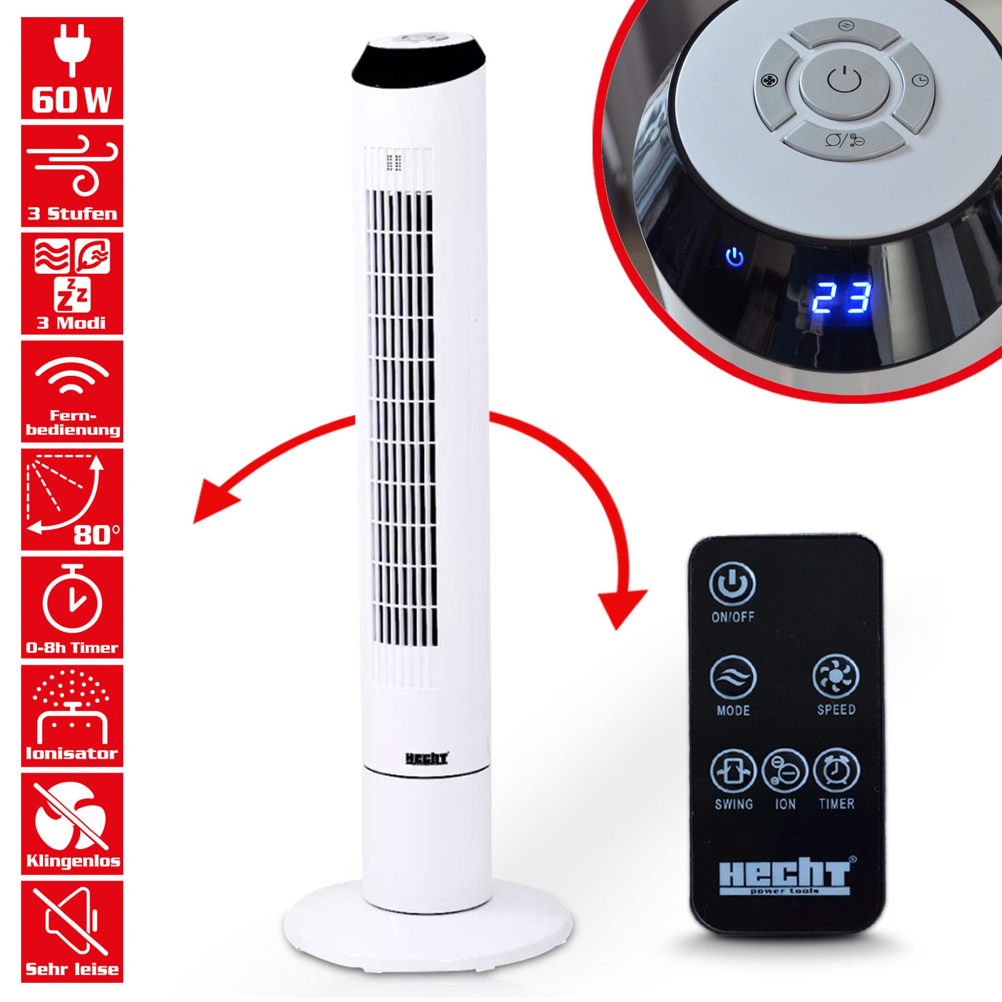 Hecht Standventilator mit Fernbedienung 3-Modis 60W günstig online kaufen