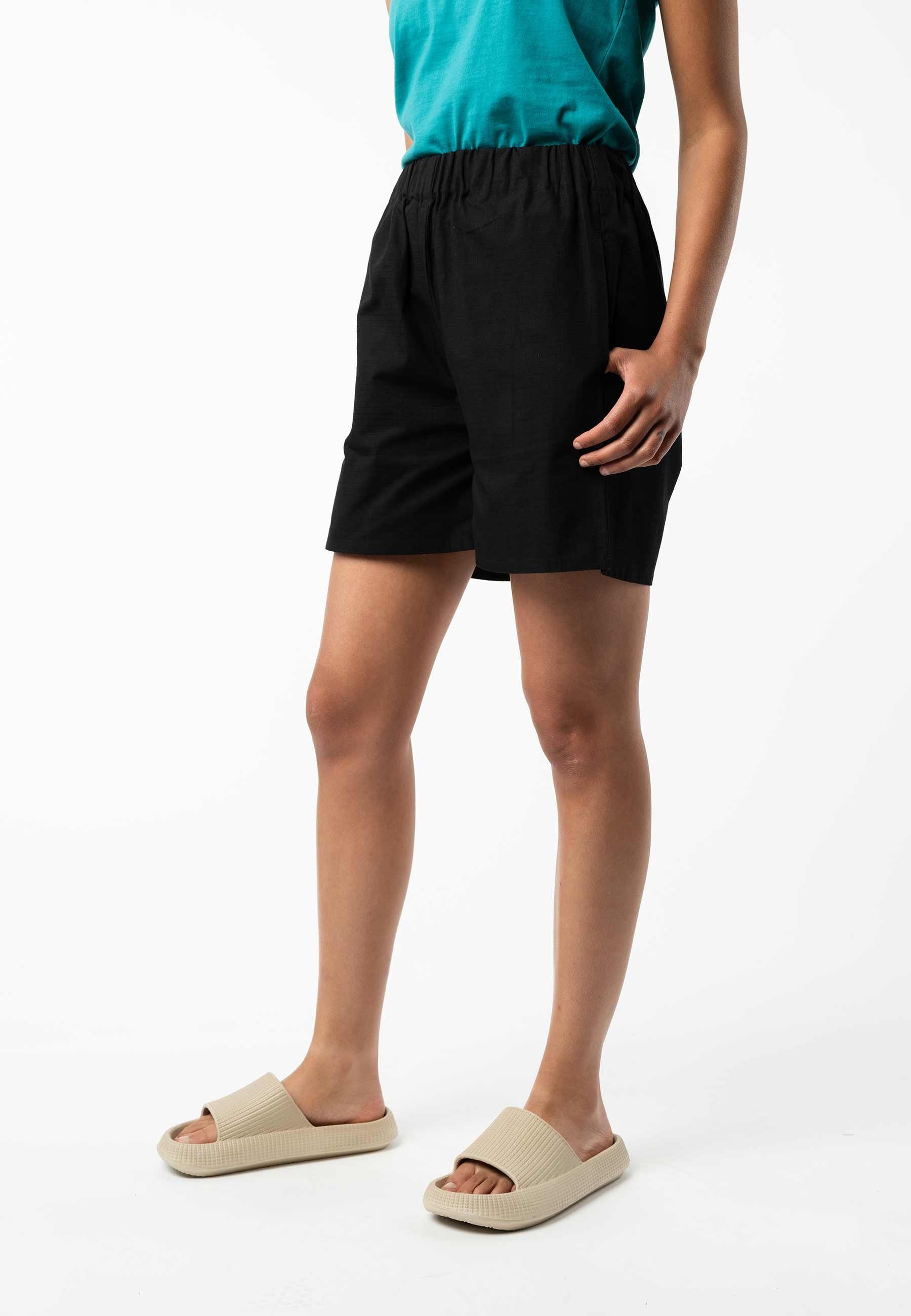 GOTS Seitentaschen, RILA MELA Cotton, mit mit 3-Fach zertifiziert Shorts & elastischem Bund Grüner Zwei Shorts Fairtrade Knopf