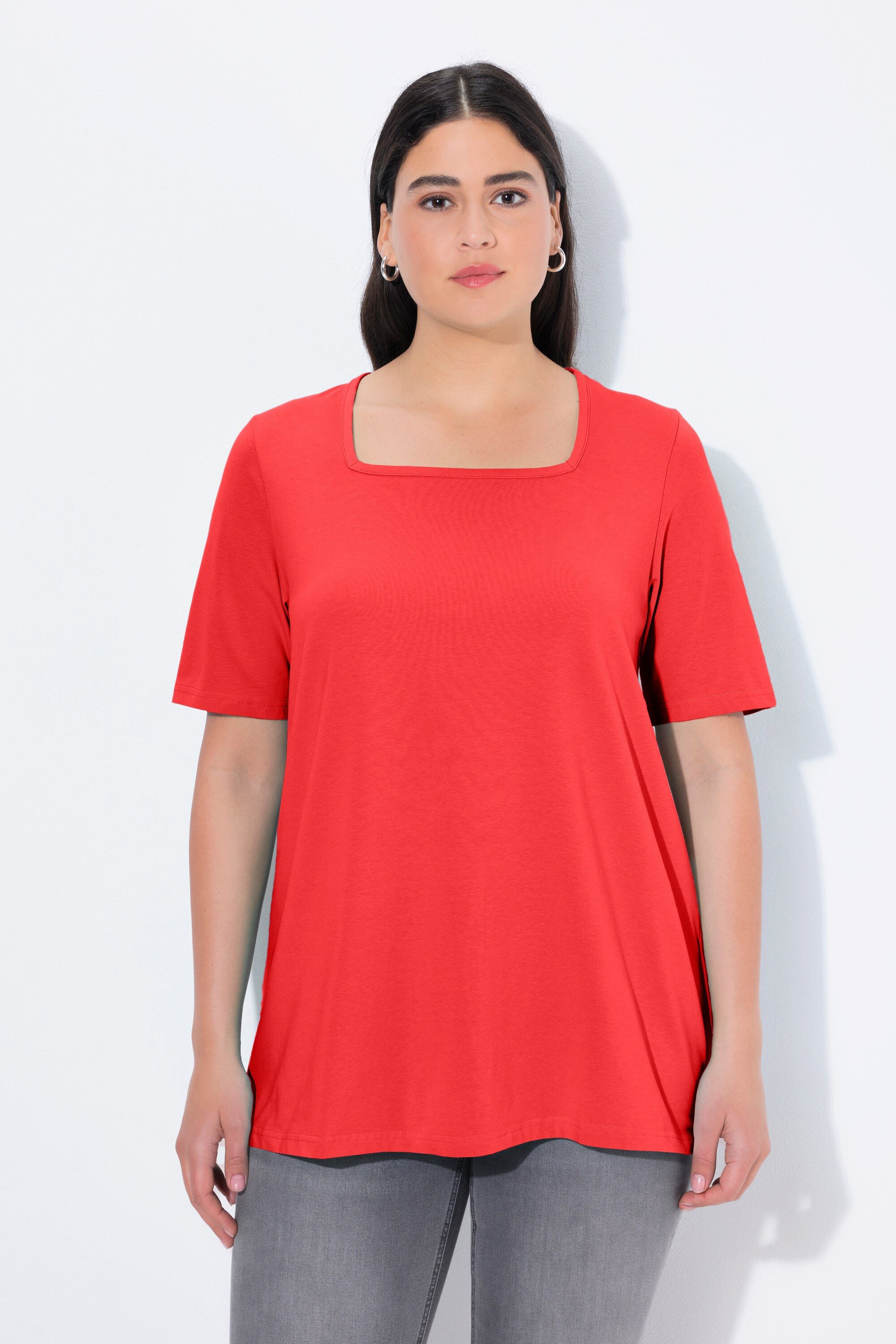 Ulla Popken T-Shirt T-Shirt A-Linie Carré-Ausschnitt Halbarm