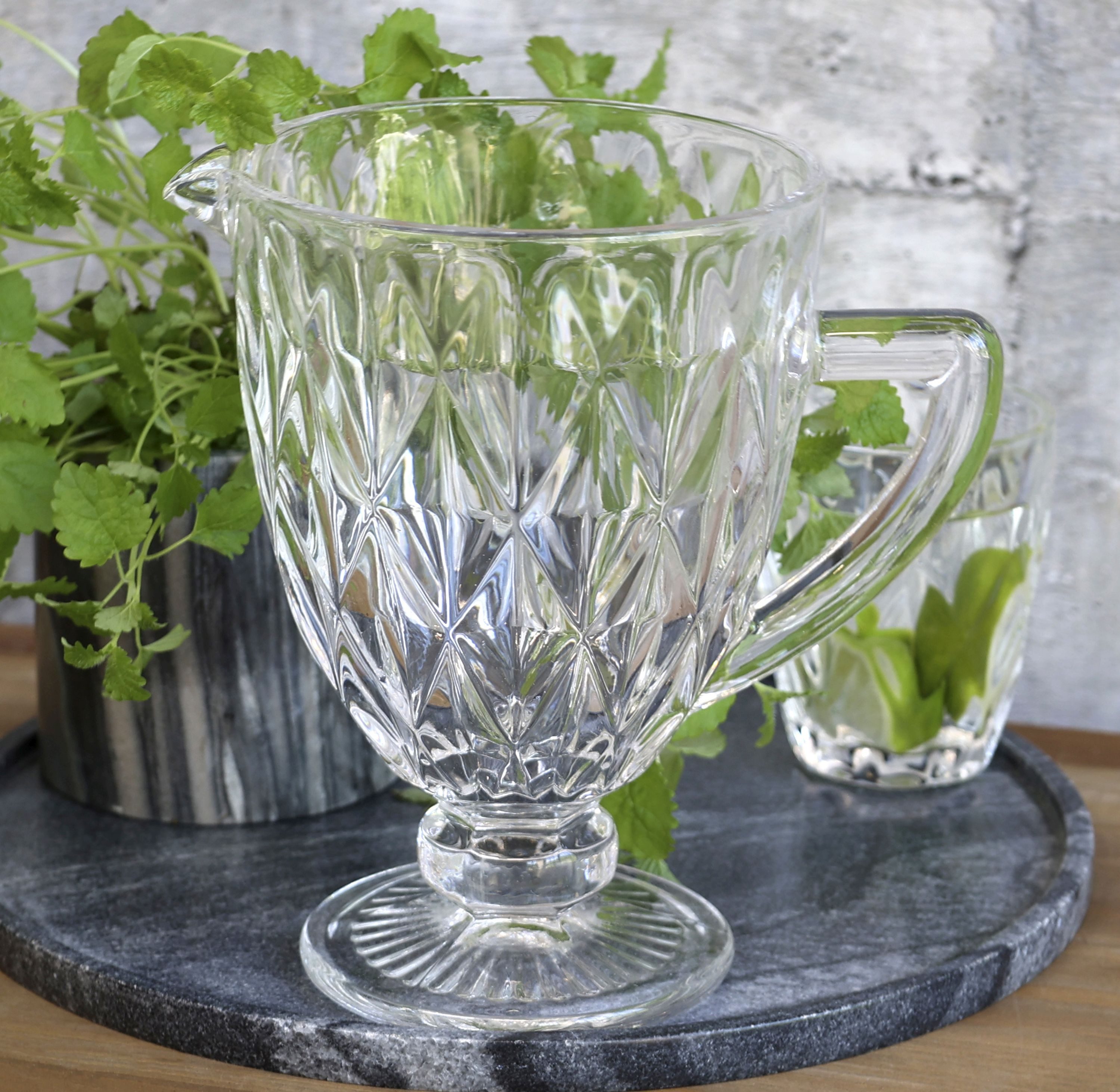 Chic Antique Kanne Chic Antique - Kanne Krug Wasserkrug Karaffe Glas 1 l Diamantschliff