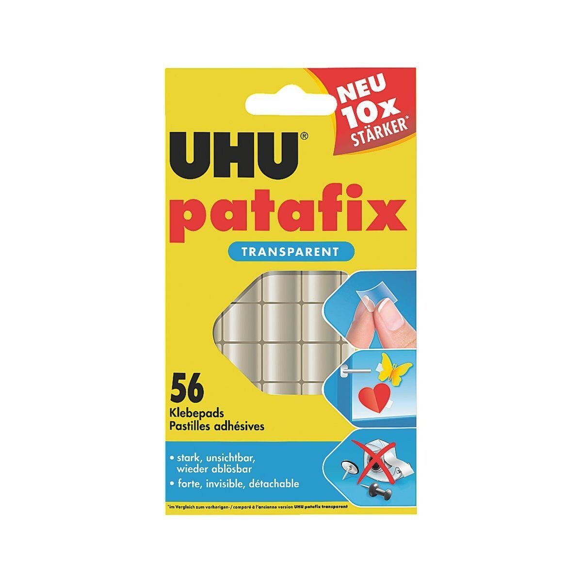 patafix wiederablösbar wiederverwendbar, Klebepad (56-St) transparent UHU /