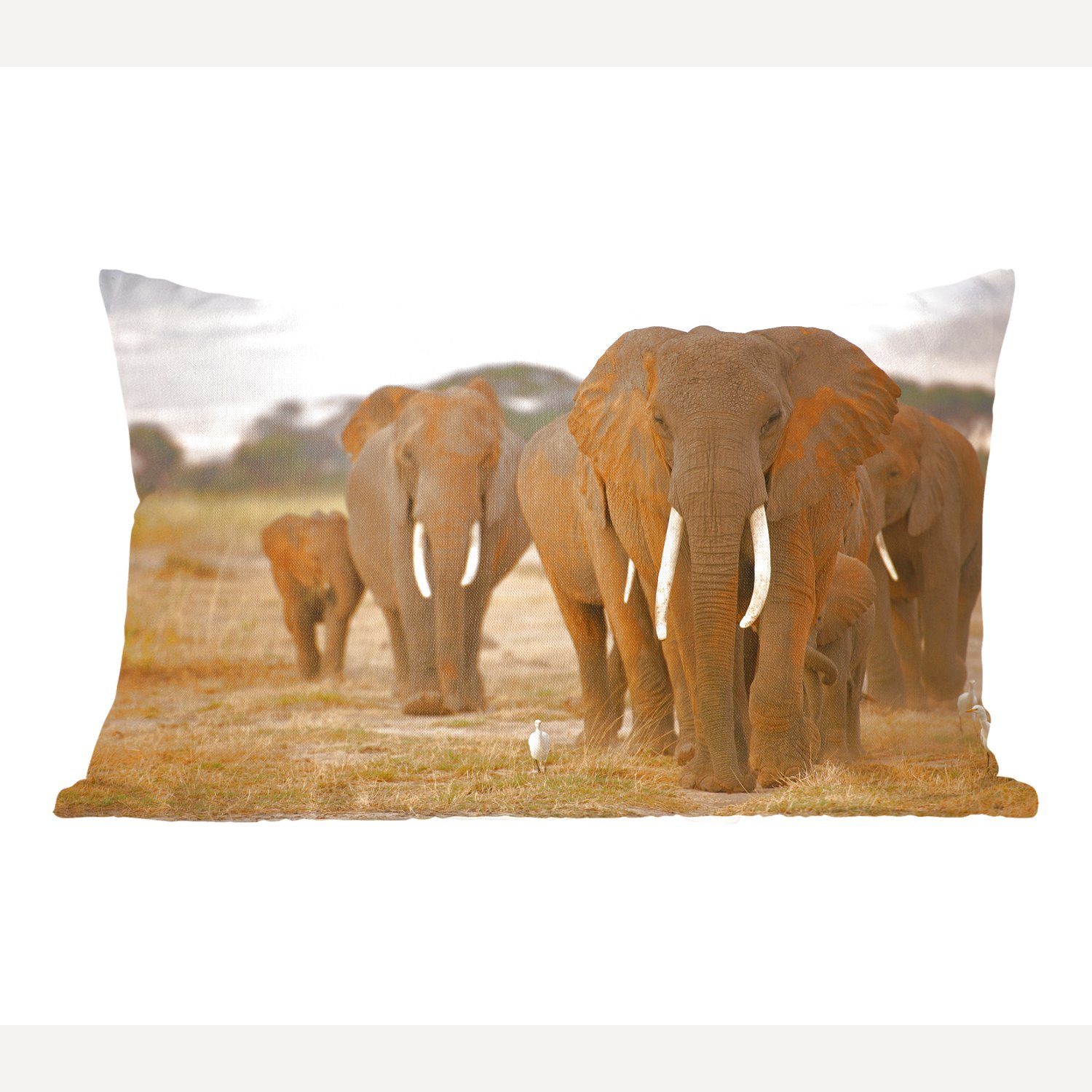 MuchoWow Dekokissen Familie der Elefanten, Wohzimmer Dekoration, Zierkissen, Dekokissen mit Füllung, Schlafzimmer