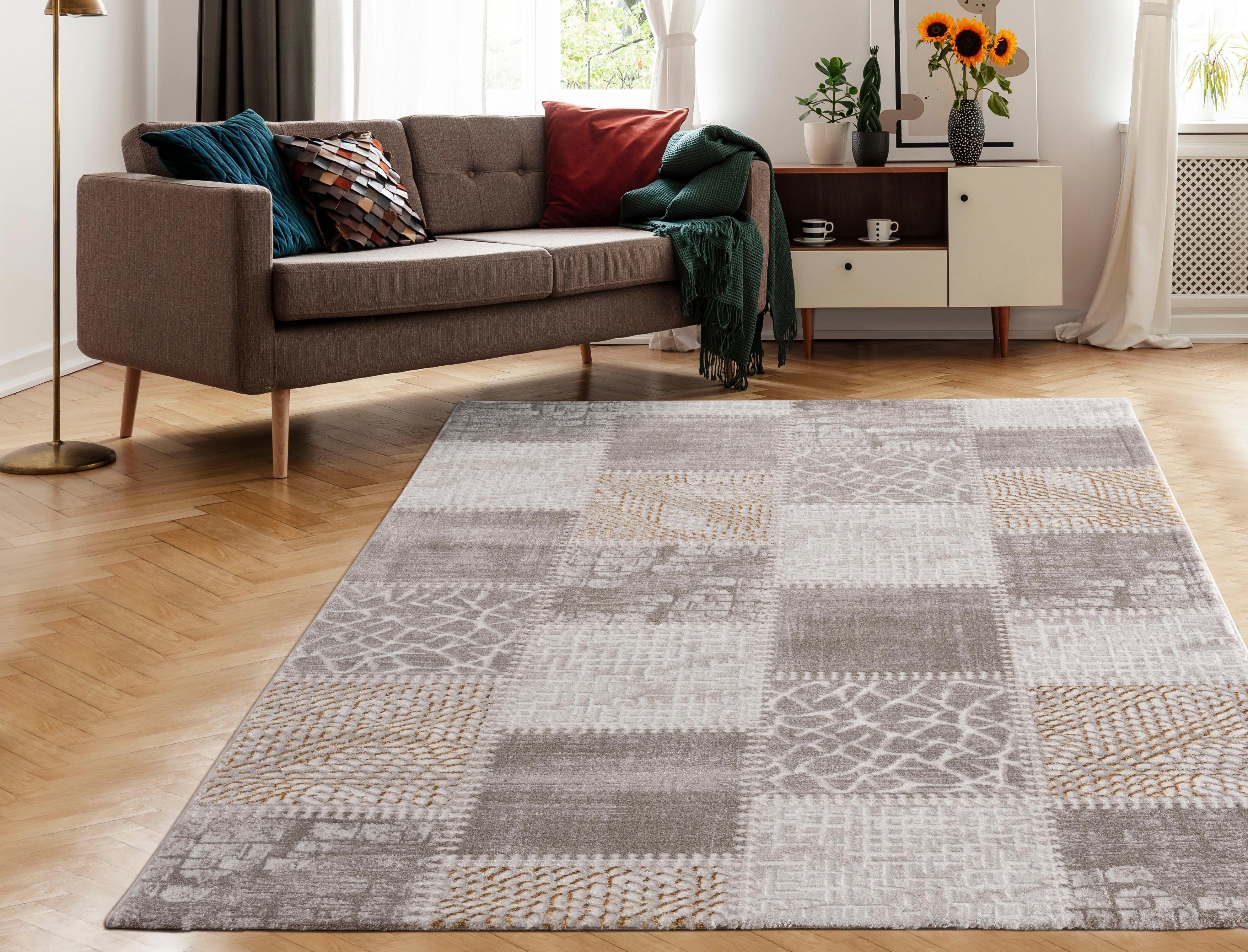 Sanat Teppich Harmony 3202, auch als Läufer, rechteckig, Höhe: 12 mm, Wohnzimmer, Kurzflor, modern, Patchwork, Schlafzimmer