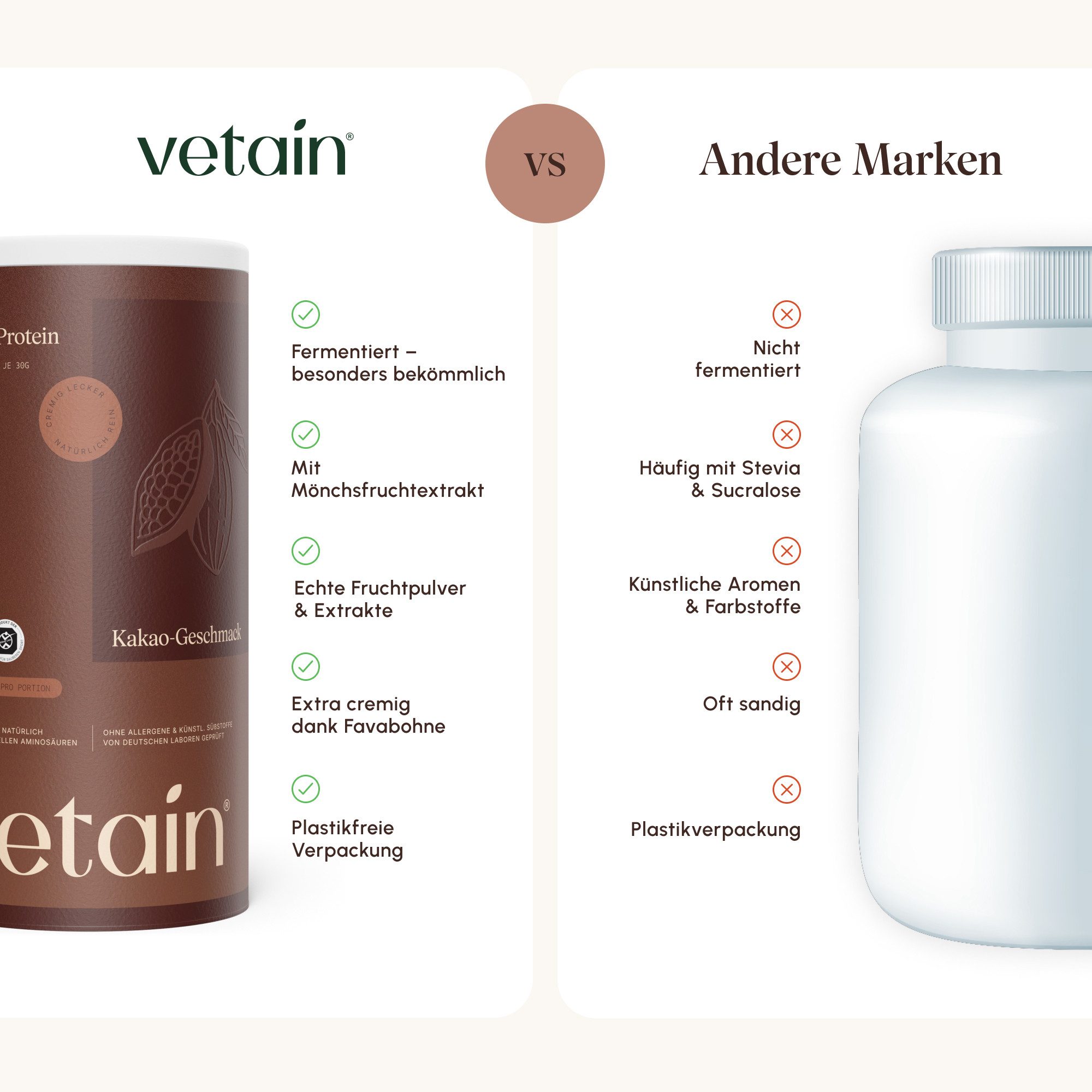 VETAIN Protein Pulver Vegan - Bio Protein Pulver, 540 g, Fermentiertes Erbsenprotein, ohne Stevia, Sucralose & Aspartam – Bild 5 von 5