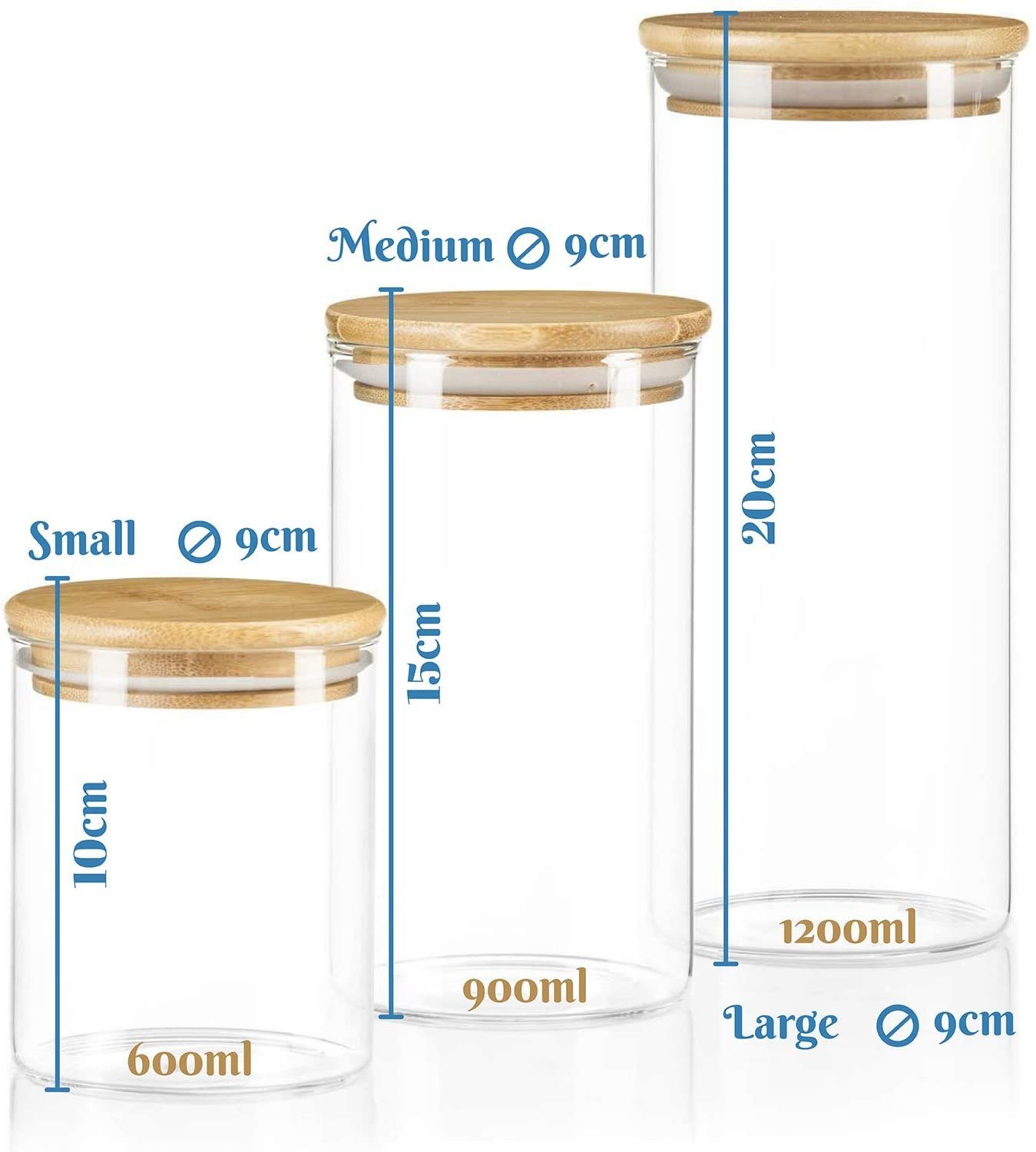0,7 mit Vorratsglas Dimono (Glasbehälter), Liter Bambus-Deckel, Glasbehäler Borosilikatglas, Aufbewahrungsglas