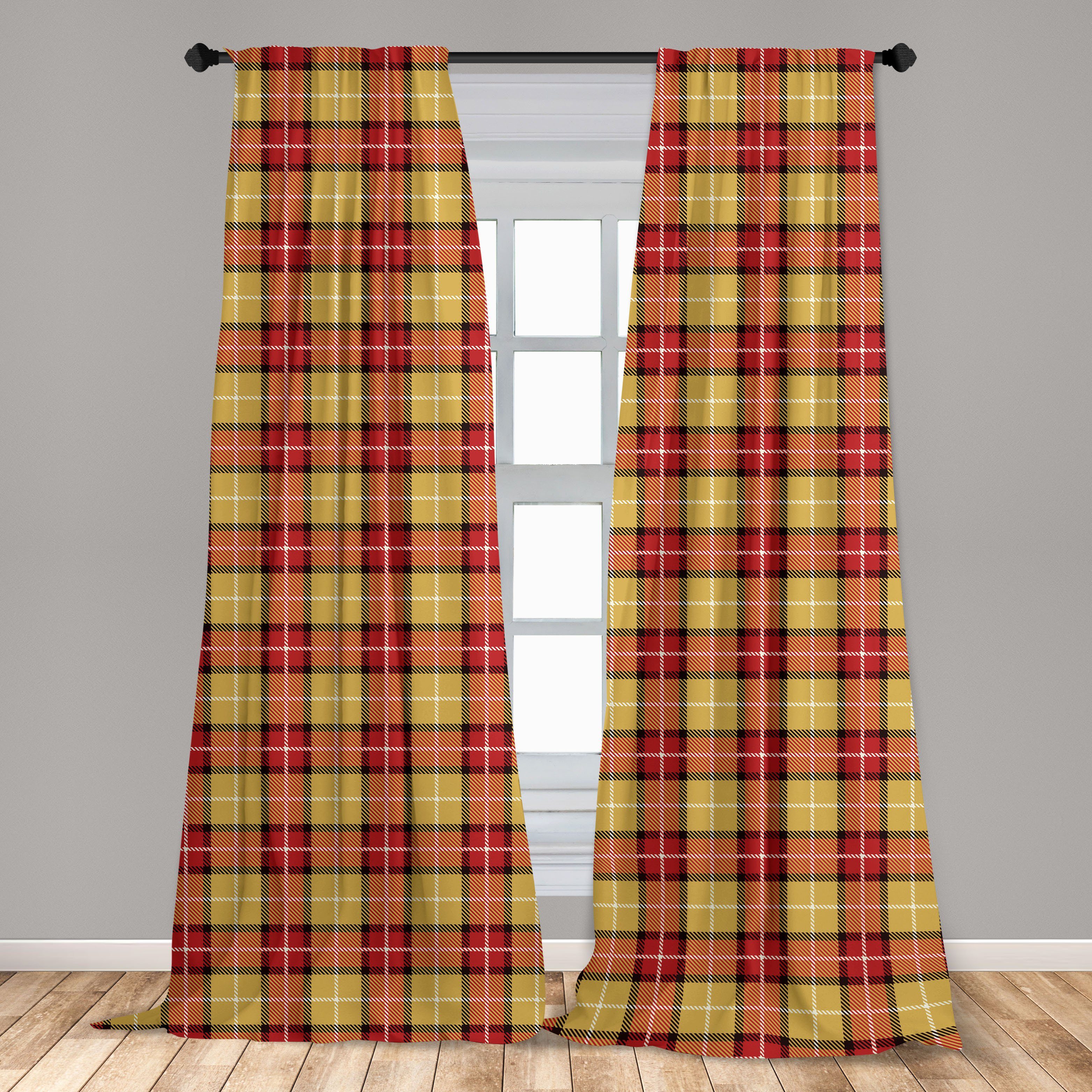 Gardine Vorhang für Schlafzimmer Wohnzimmer Plaid Traditionelle Microfaser, Plaid-Muster Abakuhaus, Dekor