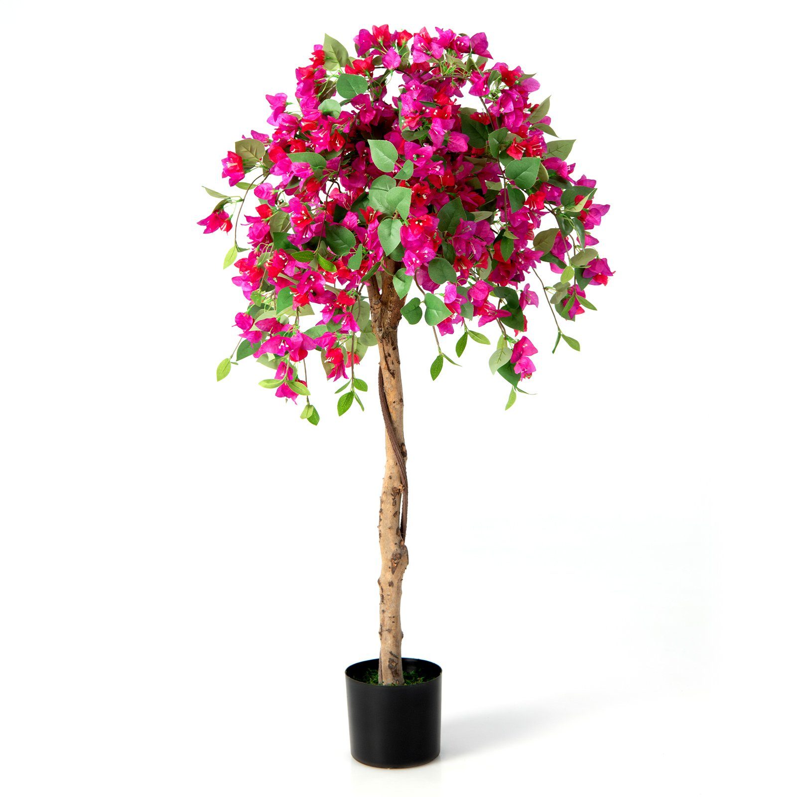 Kunstpflanze, COSTWAY, Höhe 135 cm, Topf, mit Kunstblume Azalee-Blumen im