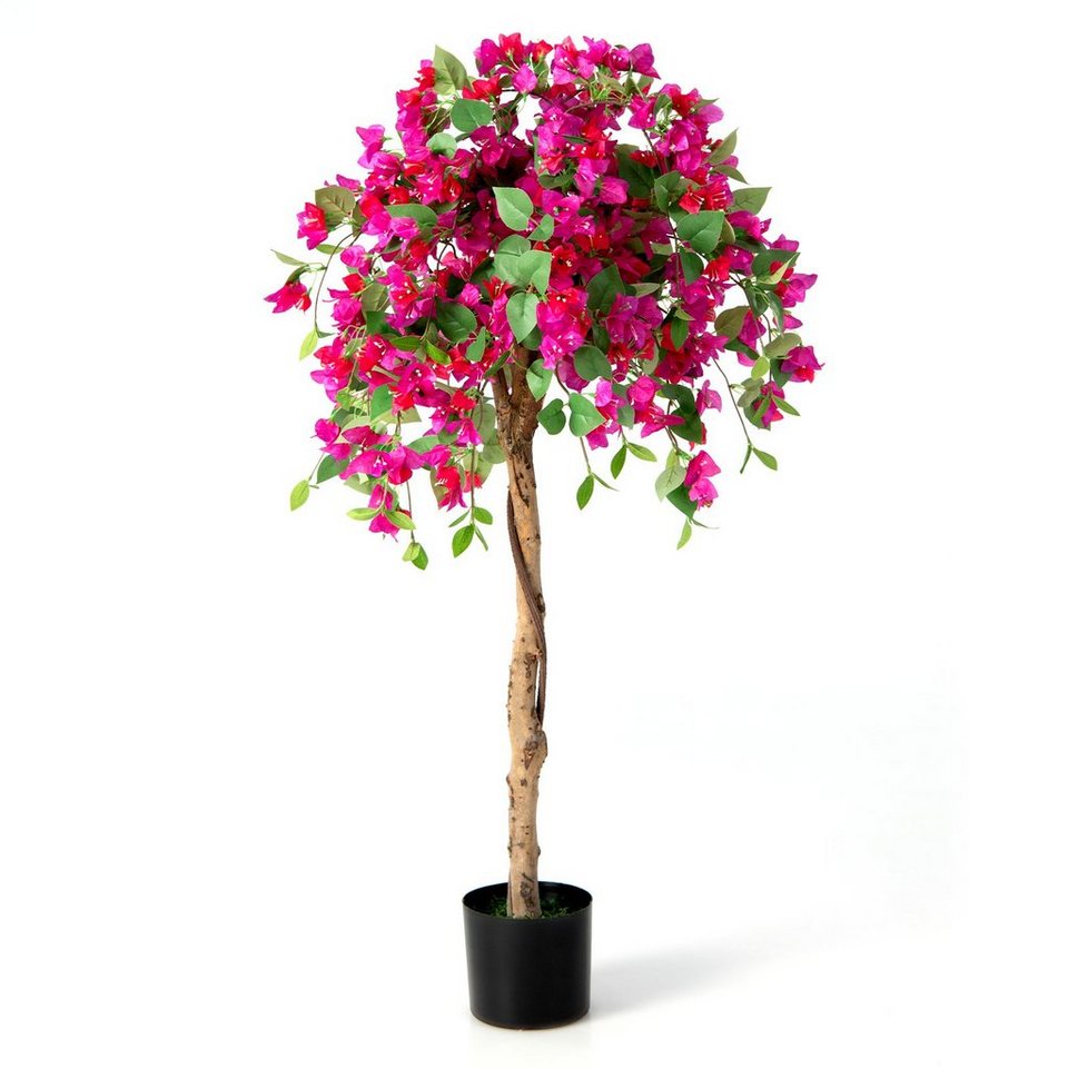 COSTWAY, mit cm, Topf, 135 Höhe Kunstpflanze, Azalee-Blumen im Kunstblume