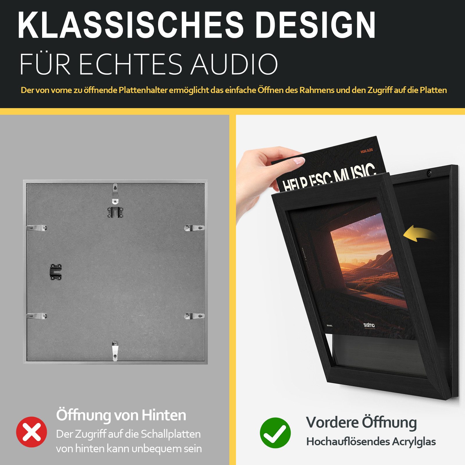 Emfogoo Bilderrahmen Schallplatten Rahmen Frontöffnung, 3er günstig online kaufen