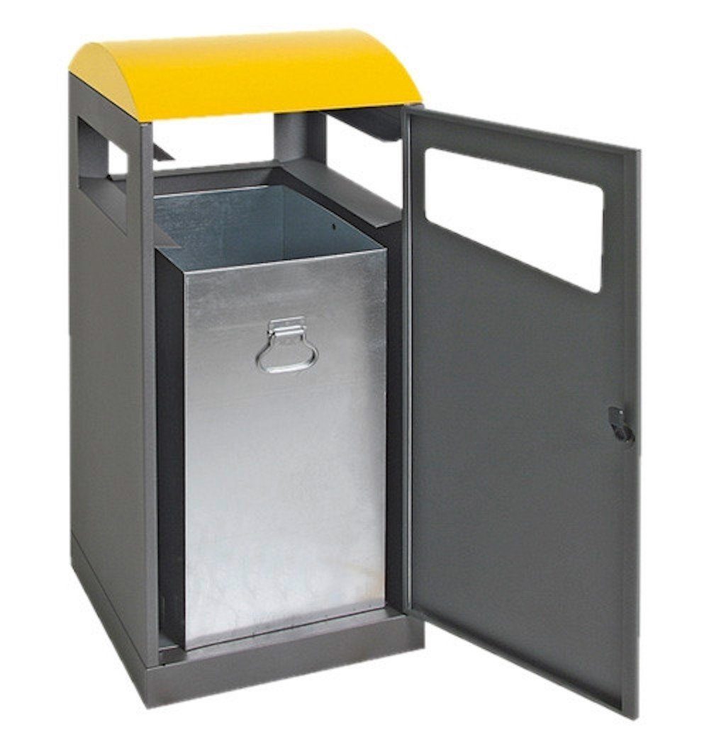 Mülleimer Abfallbehälter für Außenbereiche, 40L, HxBxT 81,5x35x35cm, Gelb