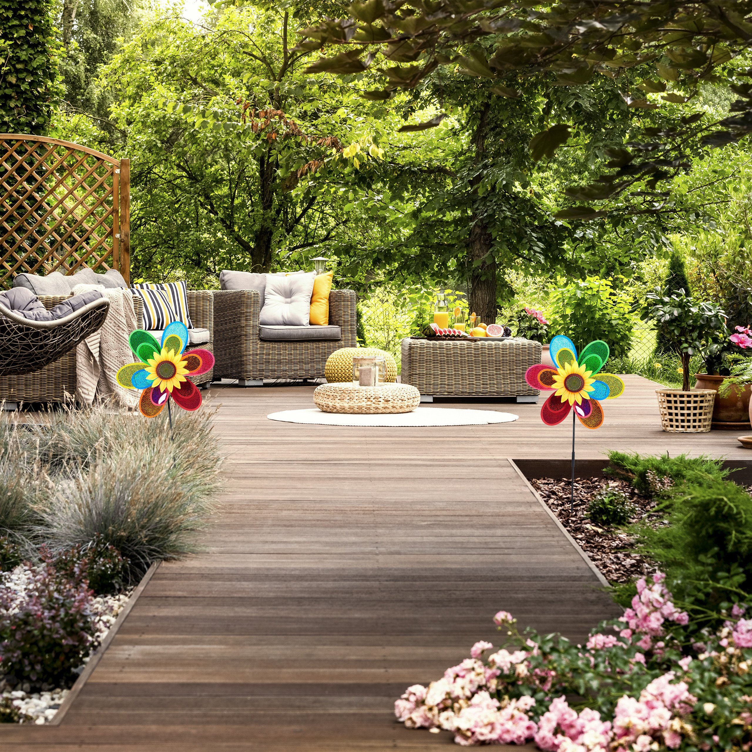 relaxdays Windrad Blume im 2er Set (Set, 2 St., 2er-Set)