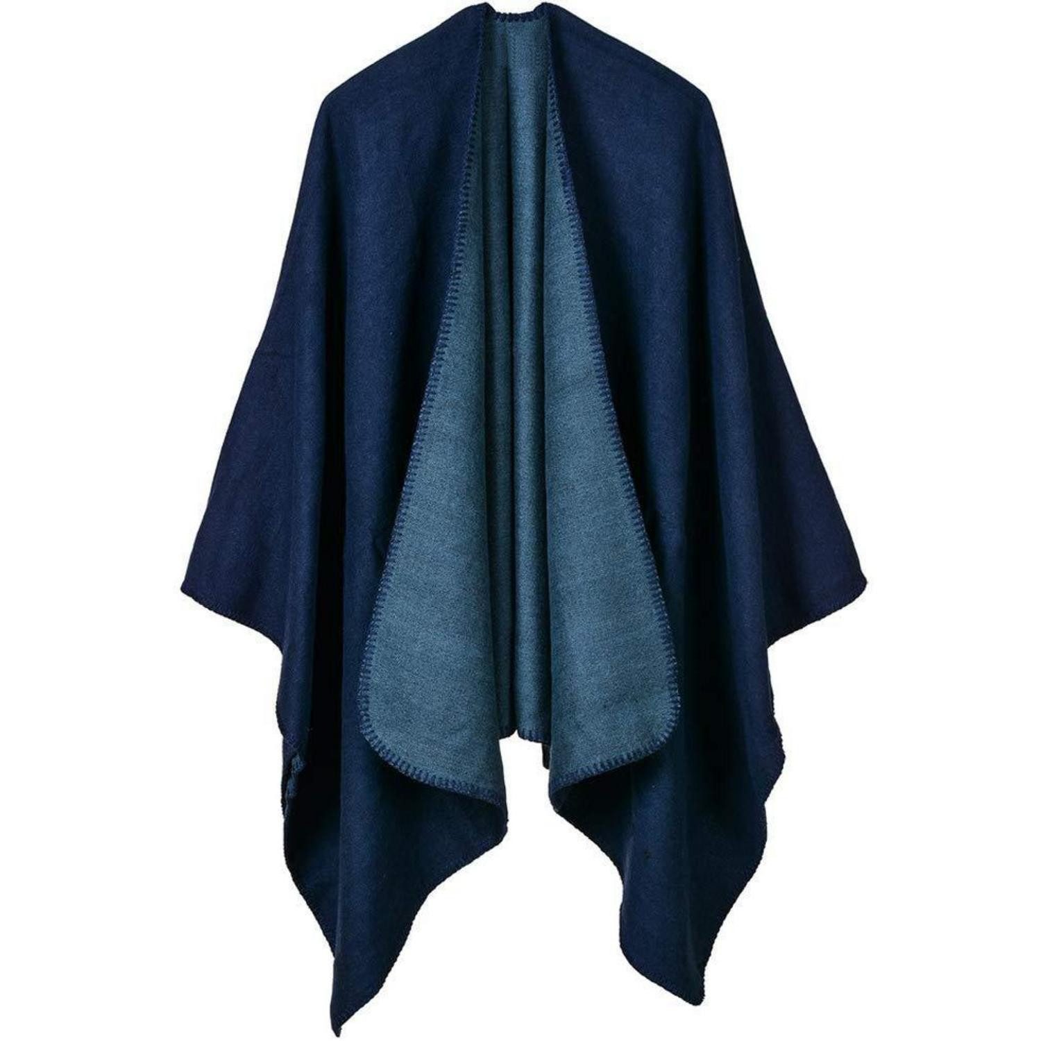LuxusKollektion Poncho Damen Strickponcho Capes Umhang Dunkelblau