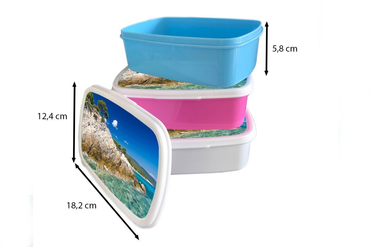 MuchoWow Lunchbox Meer - Klippe Sommer - und Brotbox und für für Tropisch, - Kinder Erwachsene, Jungs Kunststoff, weiß (2-tlg), Mädchen Brotdose