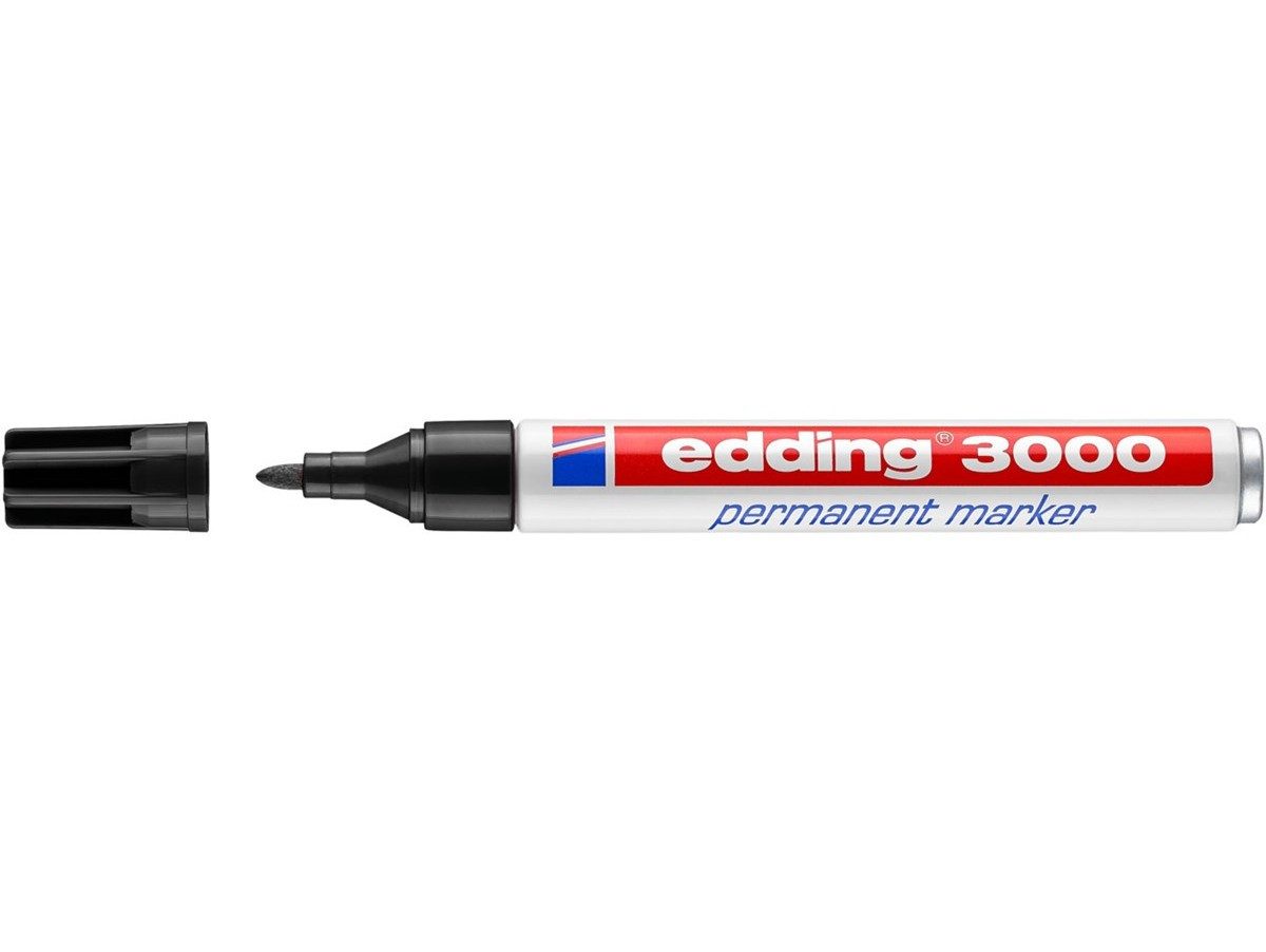 edding Permanentmarker Permanentmarker 3000 nachfüllbar Rundspitze schwarz, nachfüllbar, geruchsarm, lichtbeständig