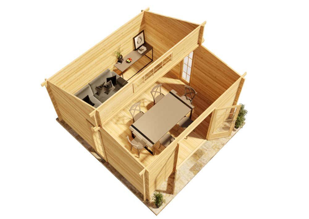 Alpholz Gartenhaus Holz Lausitz, BxT: 440x440 cm, in Imprägniert (Grau) mit 40mm Wandstärke