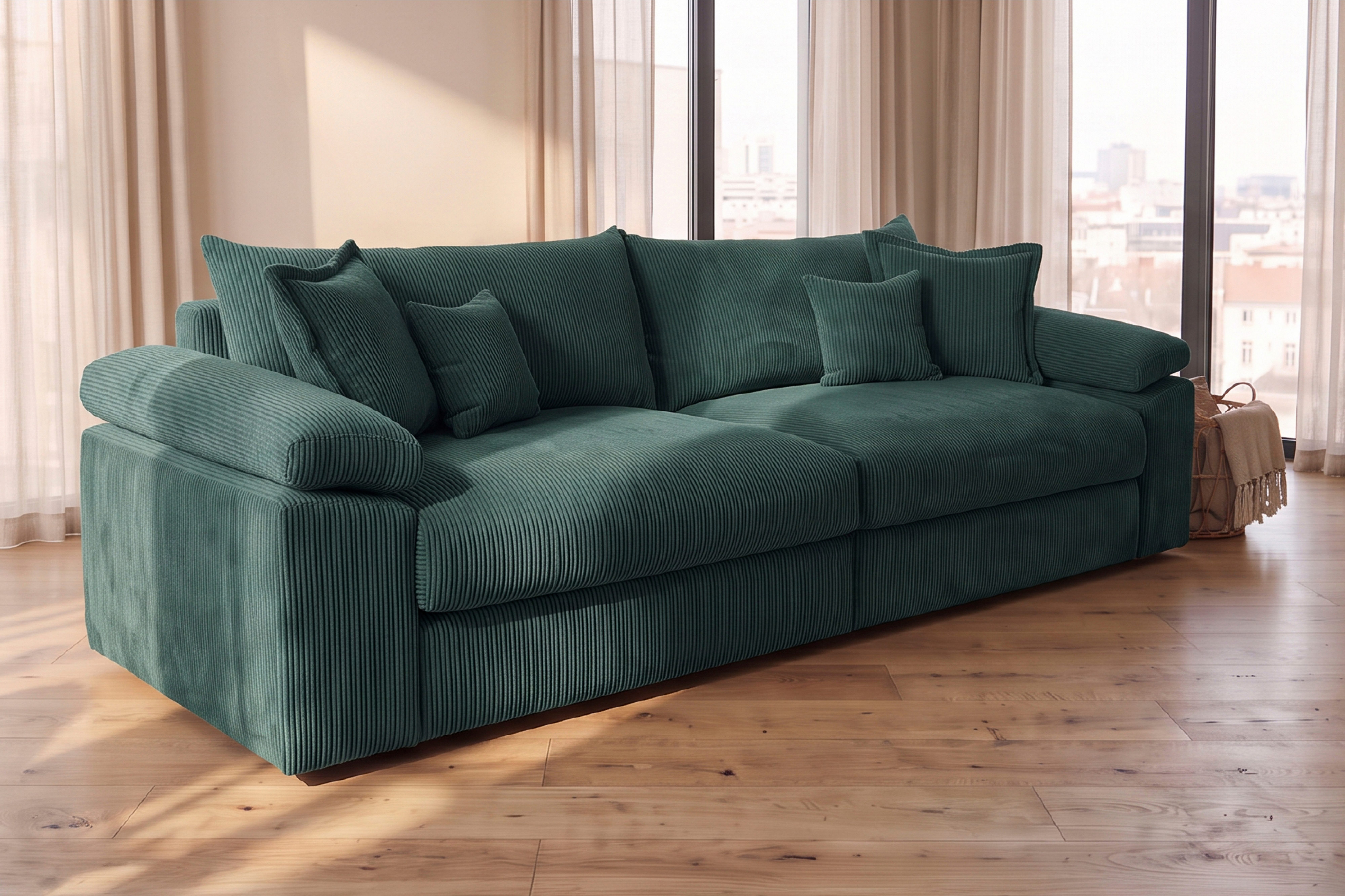 OTTO home Big-Sofa Soft&Cosy XXL, B: 303 cm - OTTO. Verlässliche Qualität., Mega-Sofa, Cord oder Chenille-Struktur, mit Federkern & 4 Zierkissen