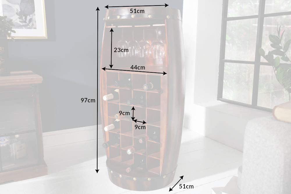 LebensWohnArt Weinregal Flaschenregal BOTELLA 97cm braun Weinfass Pienienholz