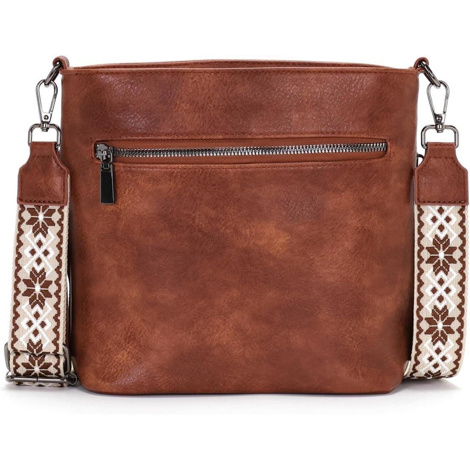 LuxusKollektion Umhängetasche Umhängetasche Damen Mittelgroß Crossbody Leder PU A-braun