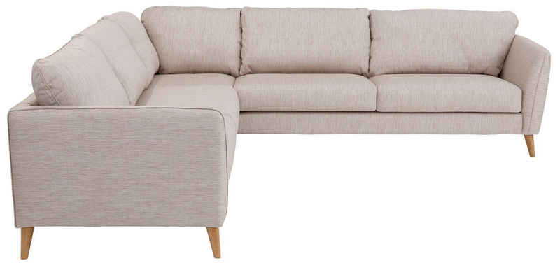 Home affaire Ecksofa MARSEILLE 278/278 cm, L-Form, gleichschenklig, aus Eiche-Massivholz Beinen, verschiedene Bezüge