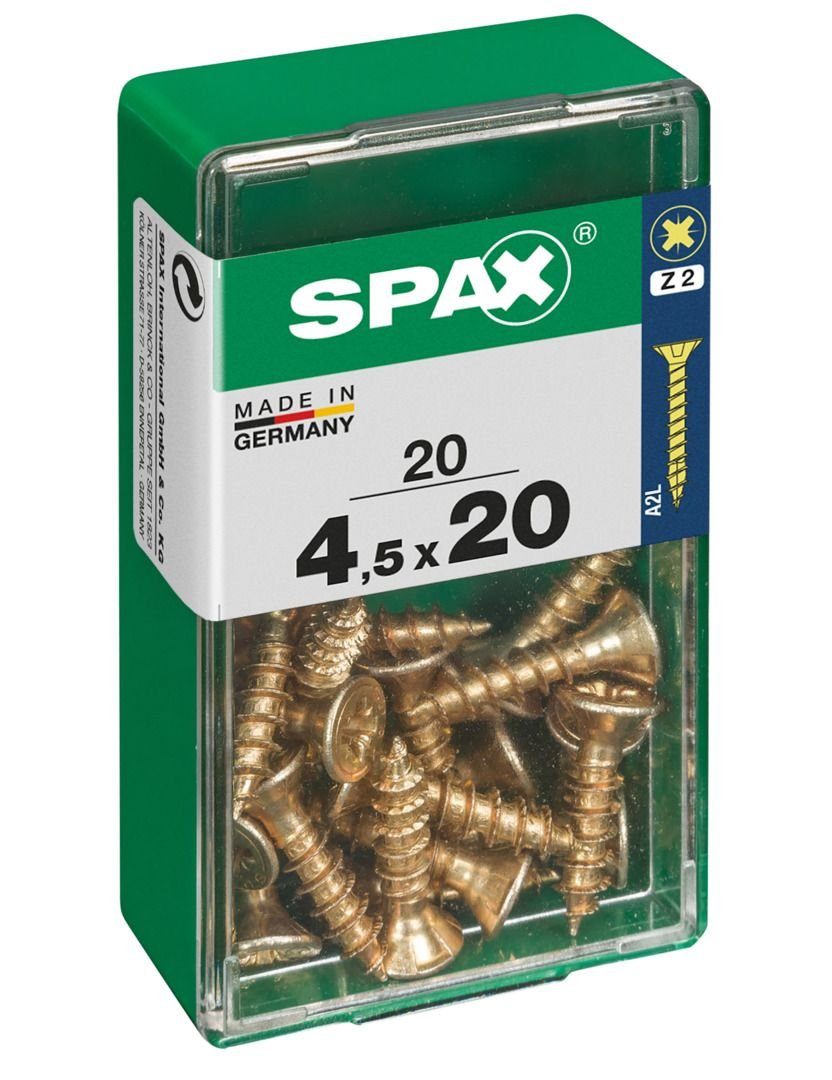 2 Spax x mm Universalschrauben SPAX 4.5 - Stk. 20 20 Holzbauschraube PZ