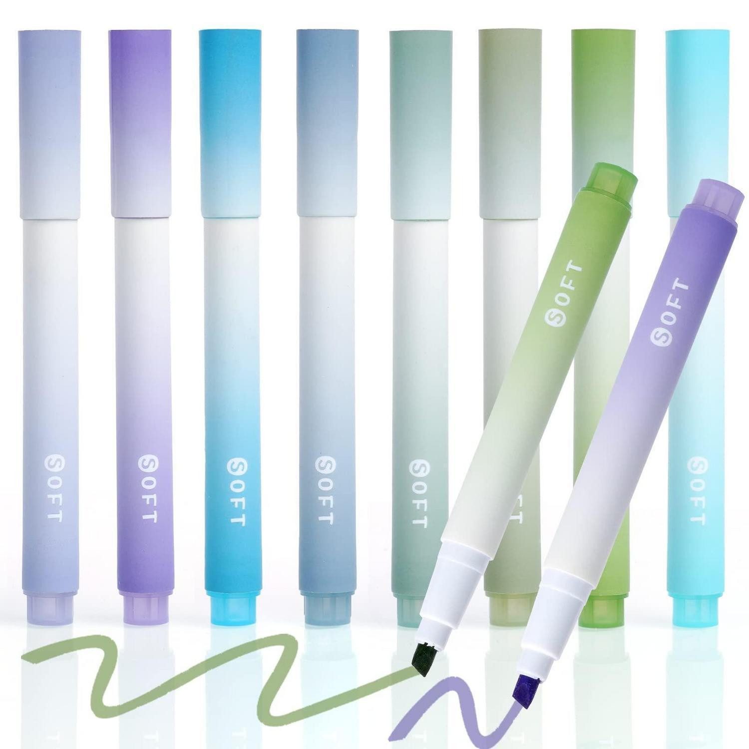 LuxusKollektion Marker Textmarker Set Pastell 8 Stk Grün Lila