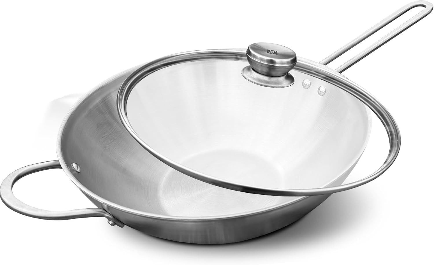 Zwilling Wok Twin Nova 3, Edelstahl, Wokpfanne, 30cm, mit Glasdeckel, Edelstahl, unbeschichtet, Induktion