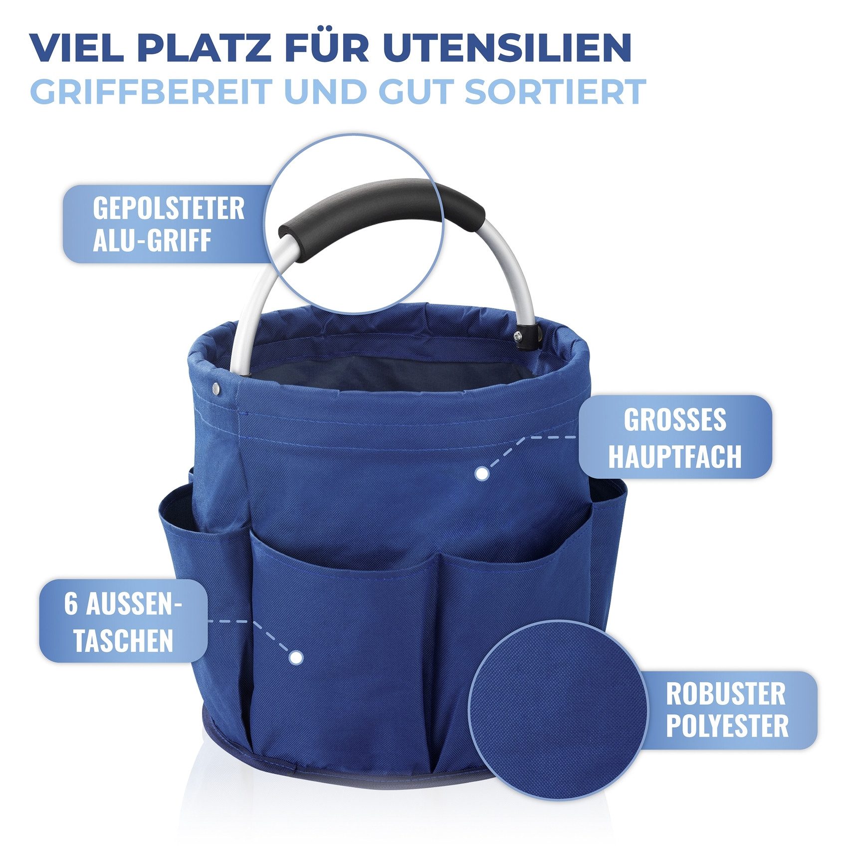 Maximex Organizer Universal-Reinigungs-Caddy (Set, 2 St), großes Hauptfach für Reinigungsmittel, 6 Außentaschen, faltbar, 16 l