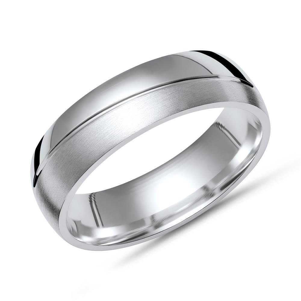 Unique Silberring Halb polierte und mattierte Oberfläche mit Glanzrille-6mm breit R8519