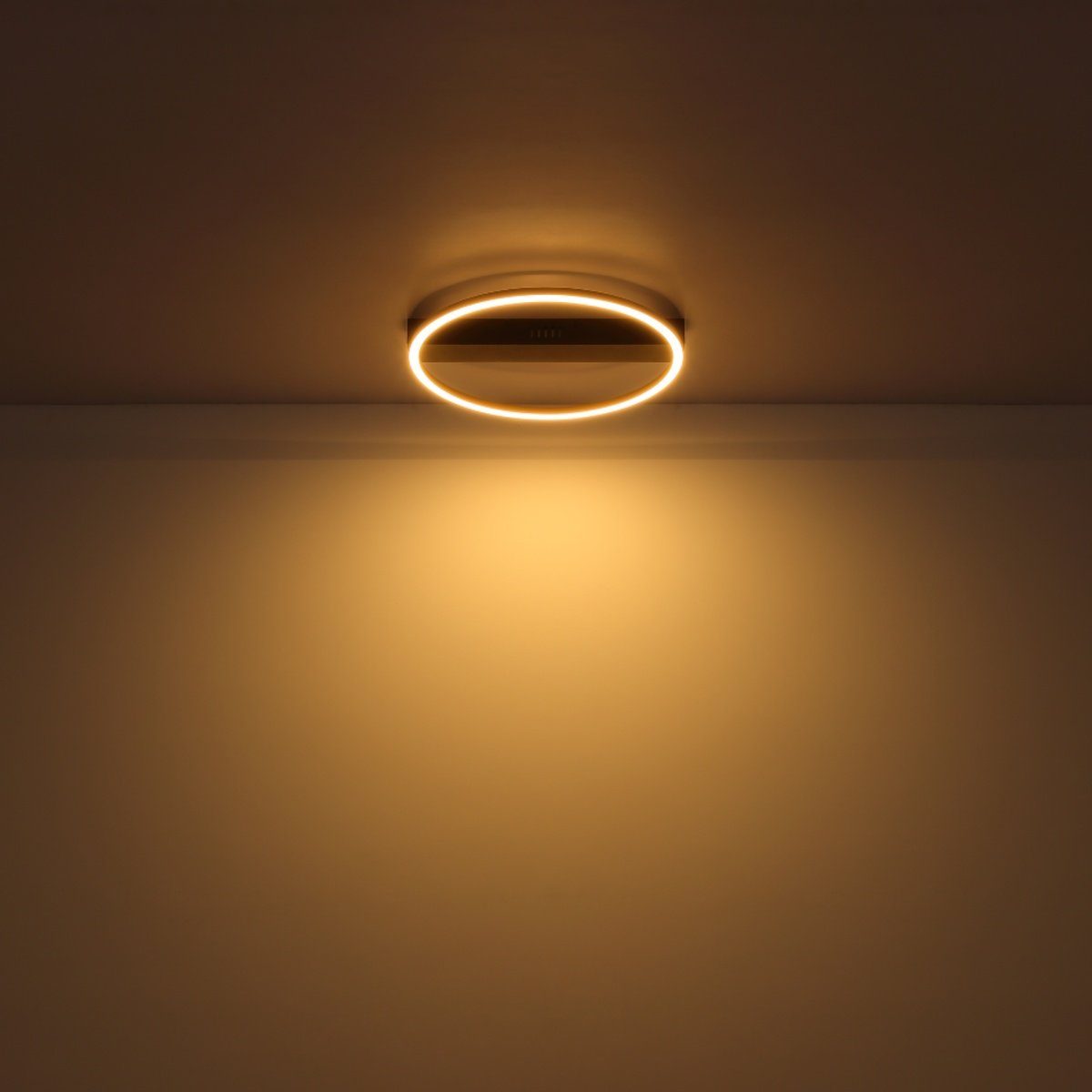Globo LED Deckenleuchte Luffy, blendfreies Warmweiß, Wohnzimmer Licht, integriert, stromsparende Schwarz/Gold, Größen, LED, fest LED 3