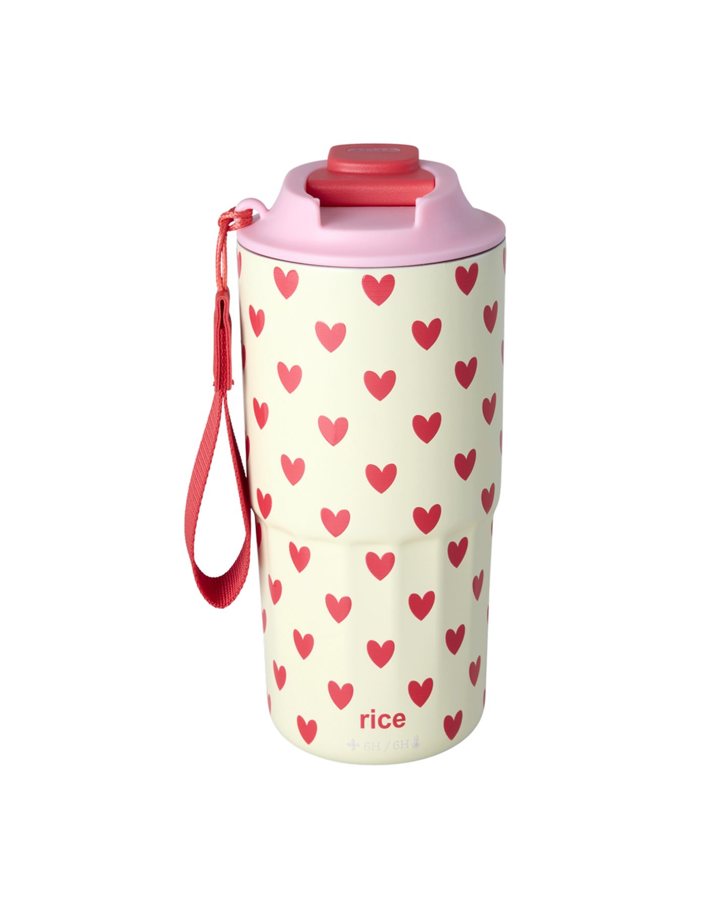 rice Trinkflasche Rice Edelstahl Trinkflasche 550 ml – Herz Print Creme – BPA-frei