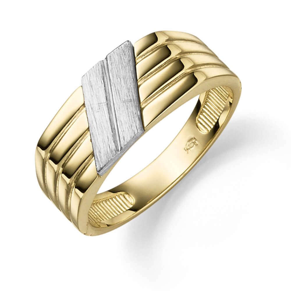 Goldring Herrenring aus 585 Gold gelb/weiß