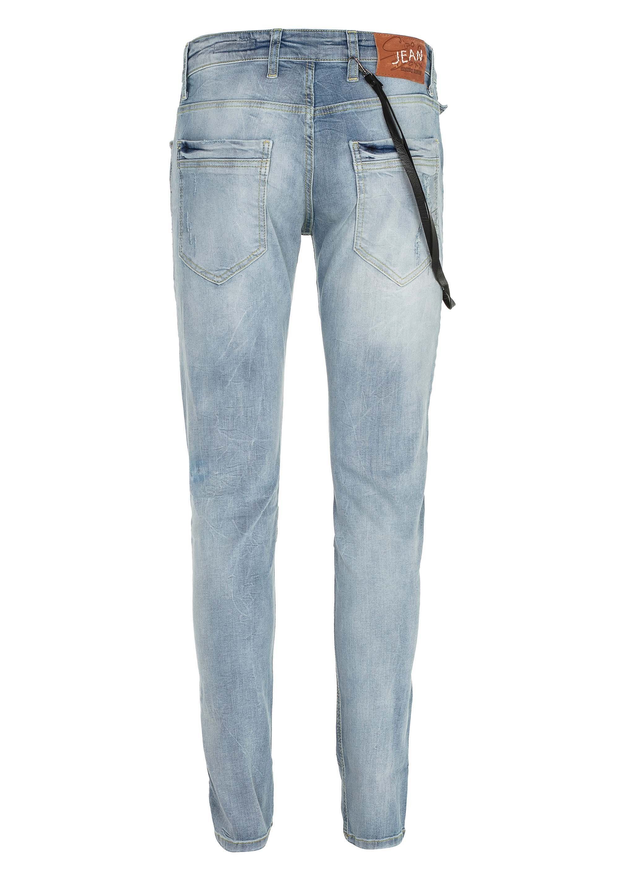 Herren Jeans Cipo & Baxx Slim-fit-Jeans mit Aufnäher