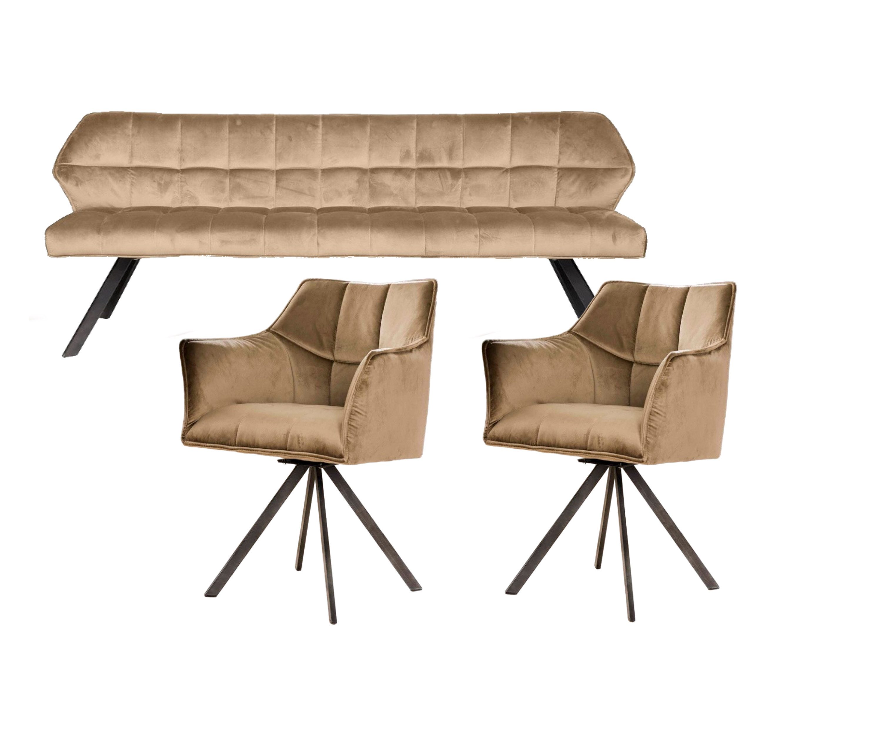 Vintagehaus Polsterbank Set Esstischbank Raster + günstig online kaufen