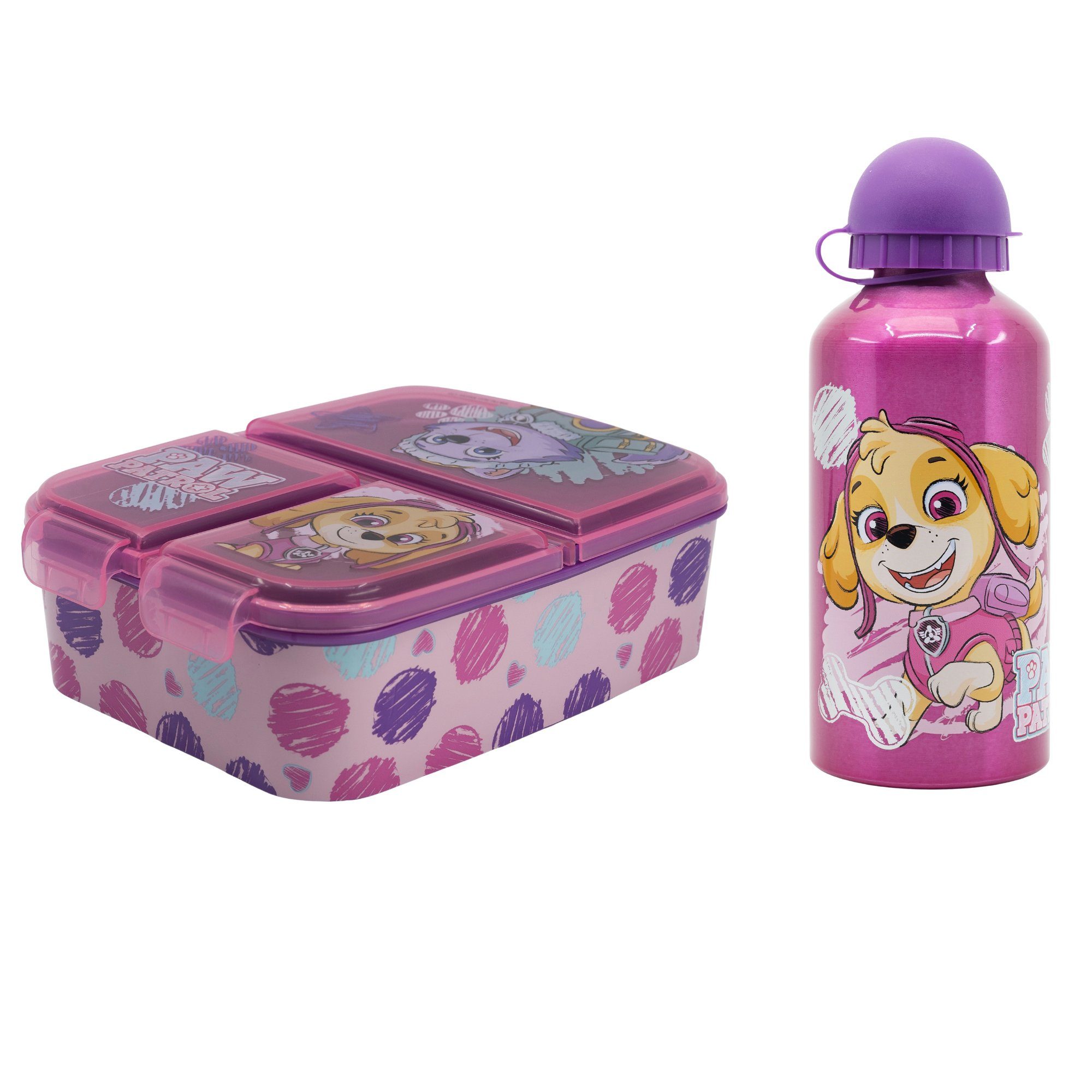 PAW PATROL Lunchbox Paw Patrol Skye Everest 2 teiliges Kinder Set, Kunststoff Alu, Brotdose plus Alu - Trinkflasche