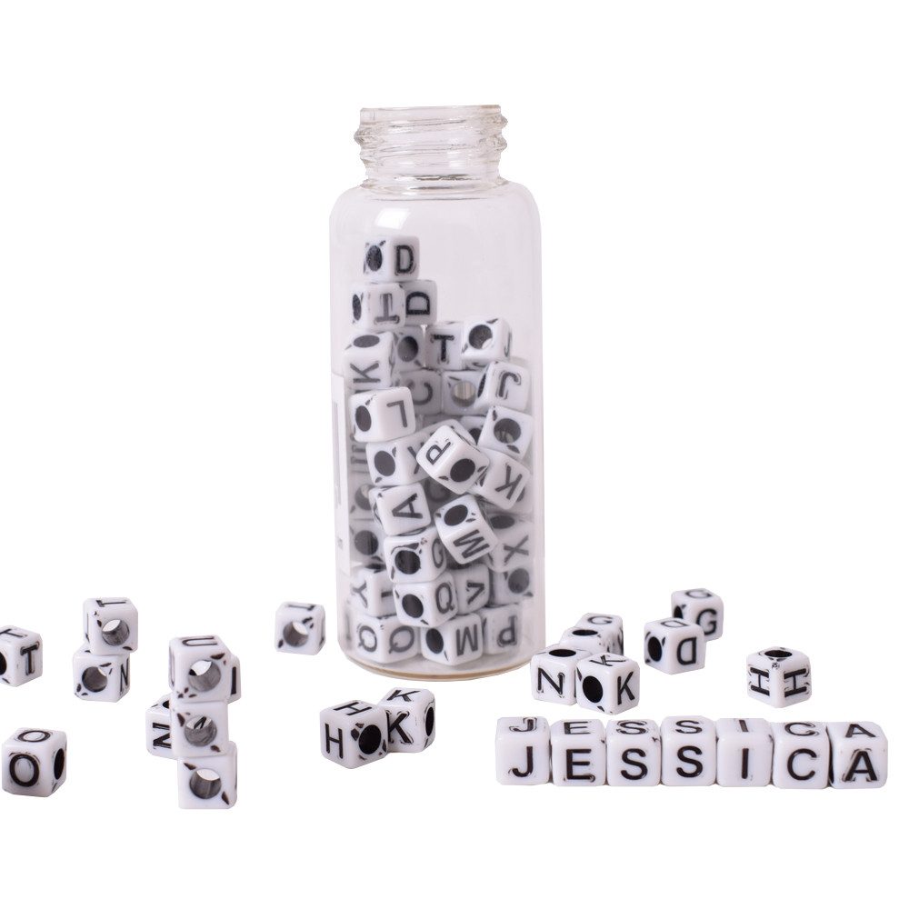 Bastelperlen 160 Stück DIY Buchstabenperlen Buchstabenwürfel 6 mm, (160-tlg), quadratische Perlen 4-seitig beschriftet