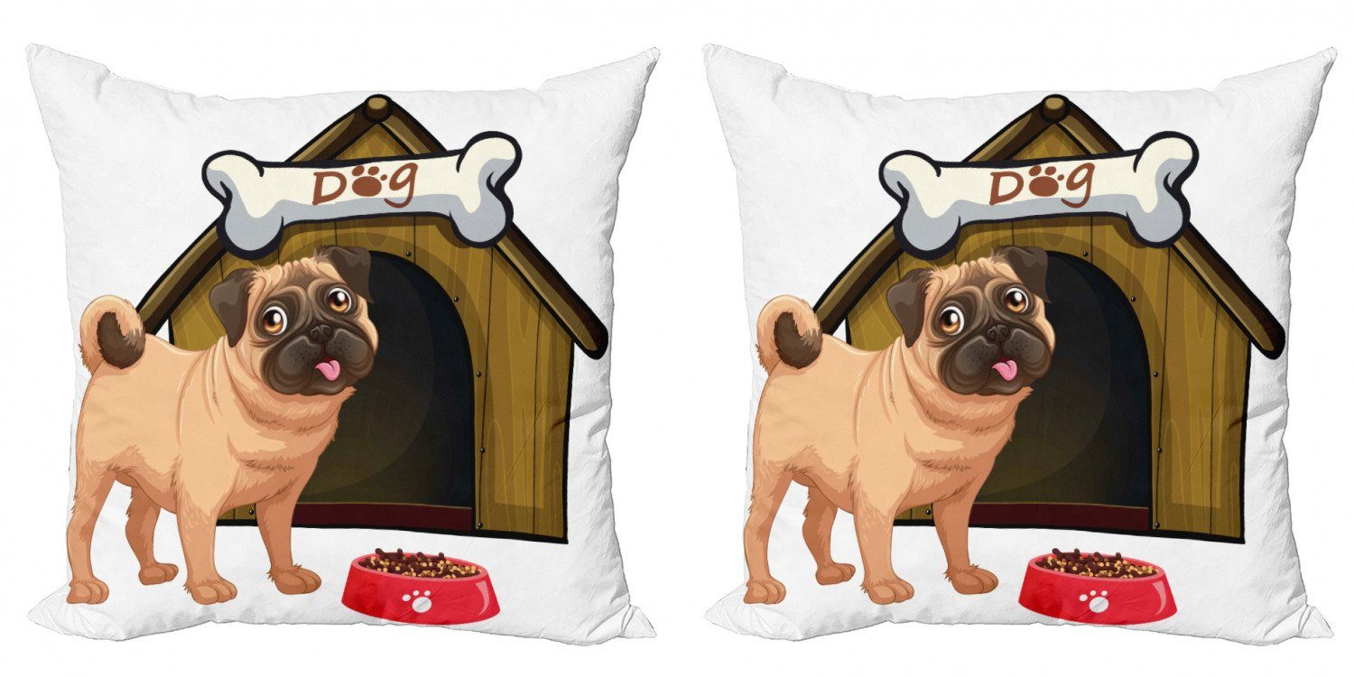 House Abakuhaus Mops Modern (2 Dog Cartoon-Stil Doppelseitiger Kissenbezüge Digitaldruck, Accent Stück),