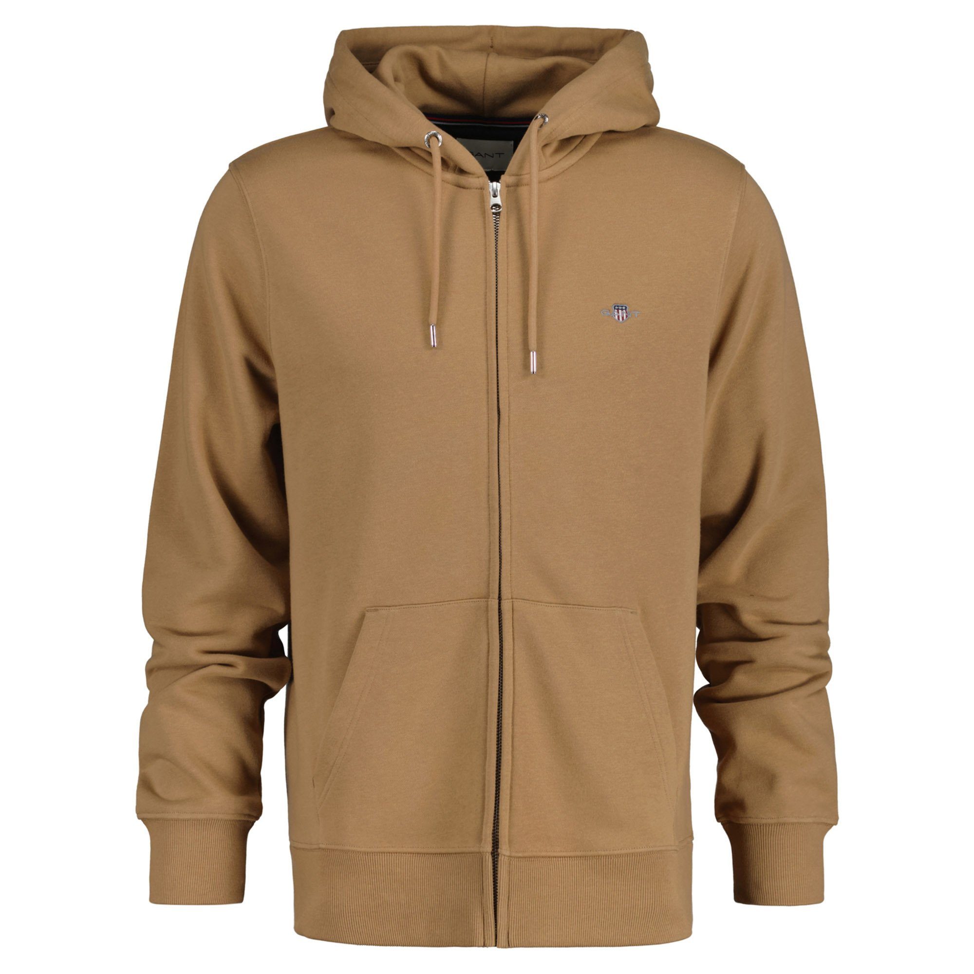 Gant Sweatshirt Herren SHIELD FULL ZIP REGULAR Khaki Sweatjacke 