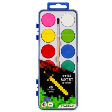 Sarcia.eu Aquarellfarbe Pixel Game Aquarellfarben mit Pinsel, 12 Farben