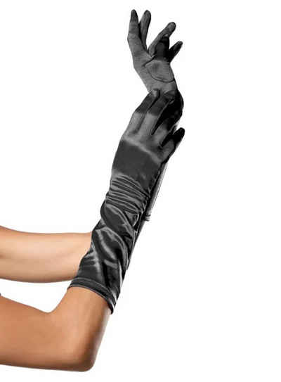 Leg Avenue Kostüm 20er Jahre Handschuhe schwarz, Schwarze Satin Handschuhe für Dein Flapper-Outfit