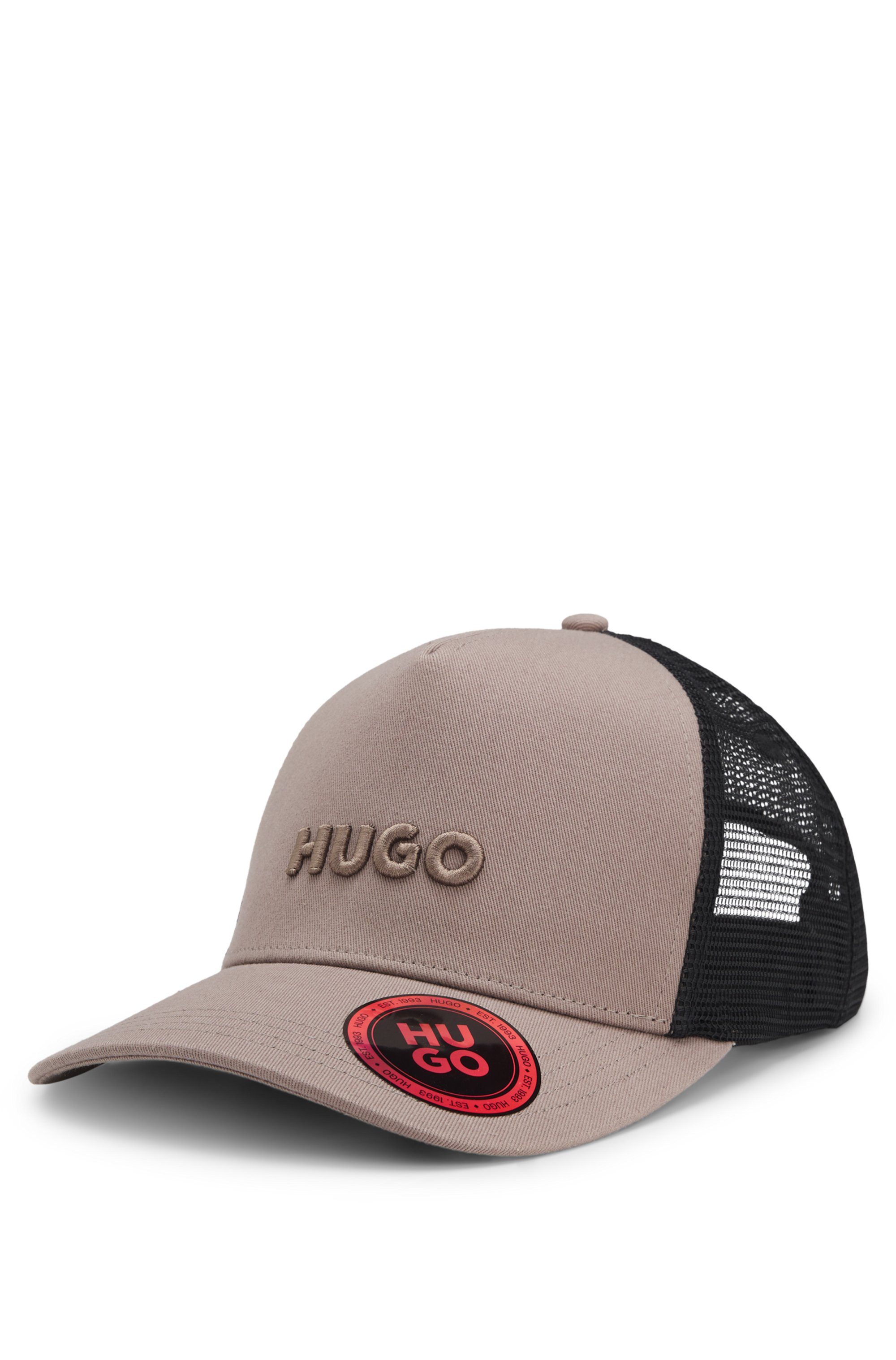HUGO Fitted Cap Marsel-Trucker aus Twill & Mesh mit 3D Logostickerei, unisex