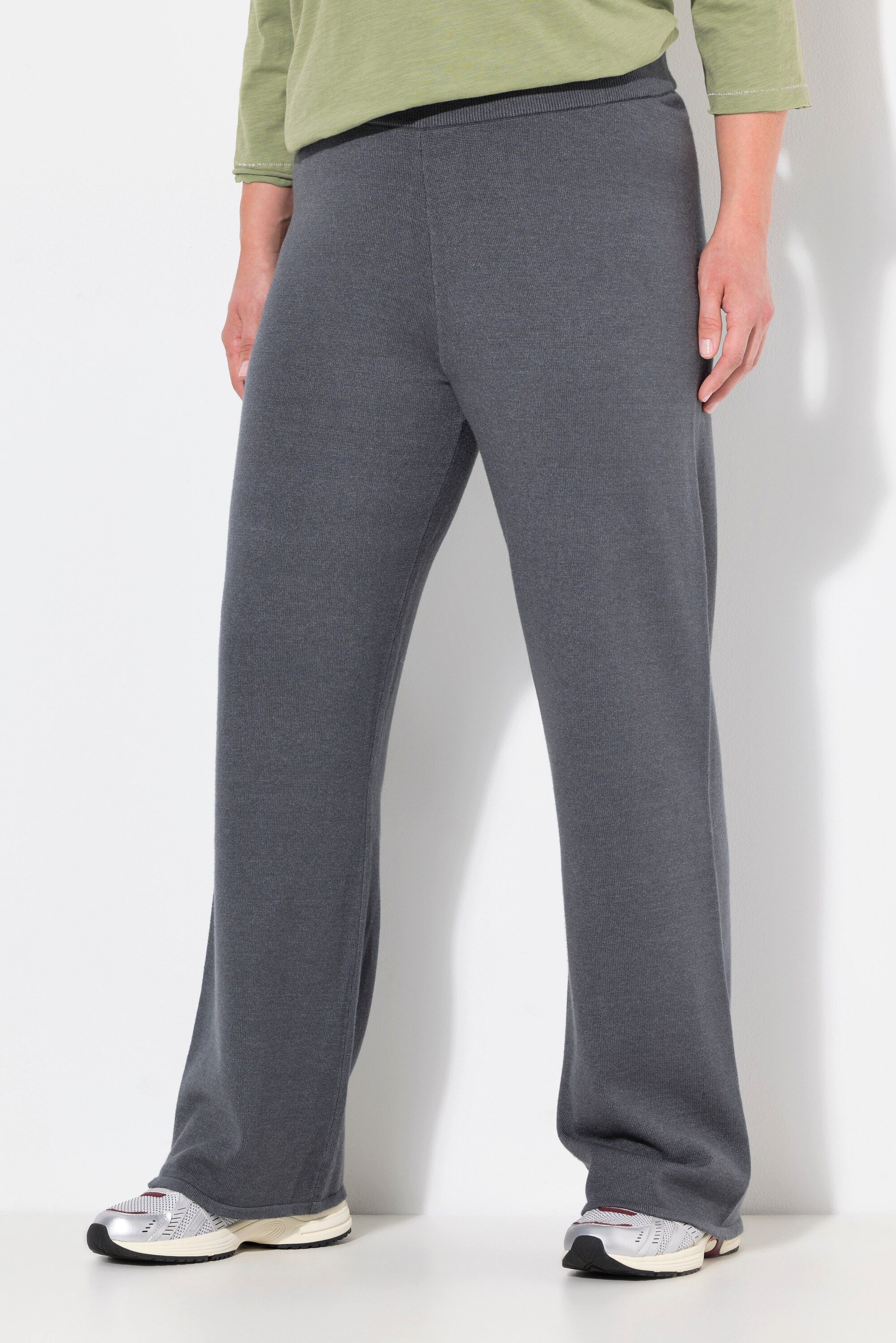 Ulla Popken Schlupfhose Strickhose weites Bein Elastikbund