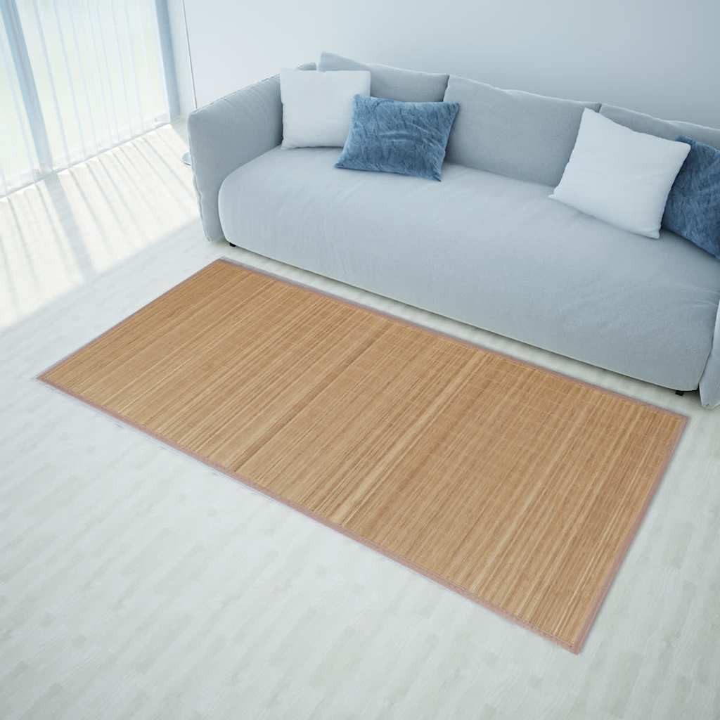 furnicato Teppich Moderner Bambusteppich 80 x 200 cm in Braun, 80 x 200 cm, Rutschfeste Bambusmatte mit PVC-Rückseite für den Wohnraum
