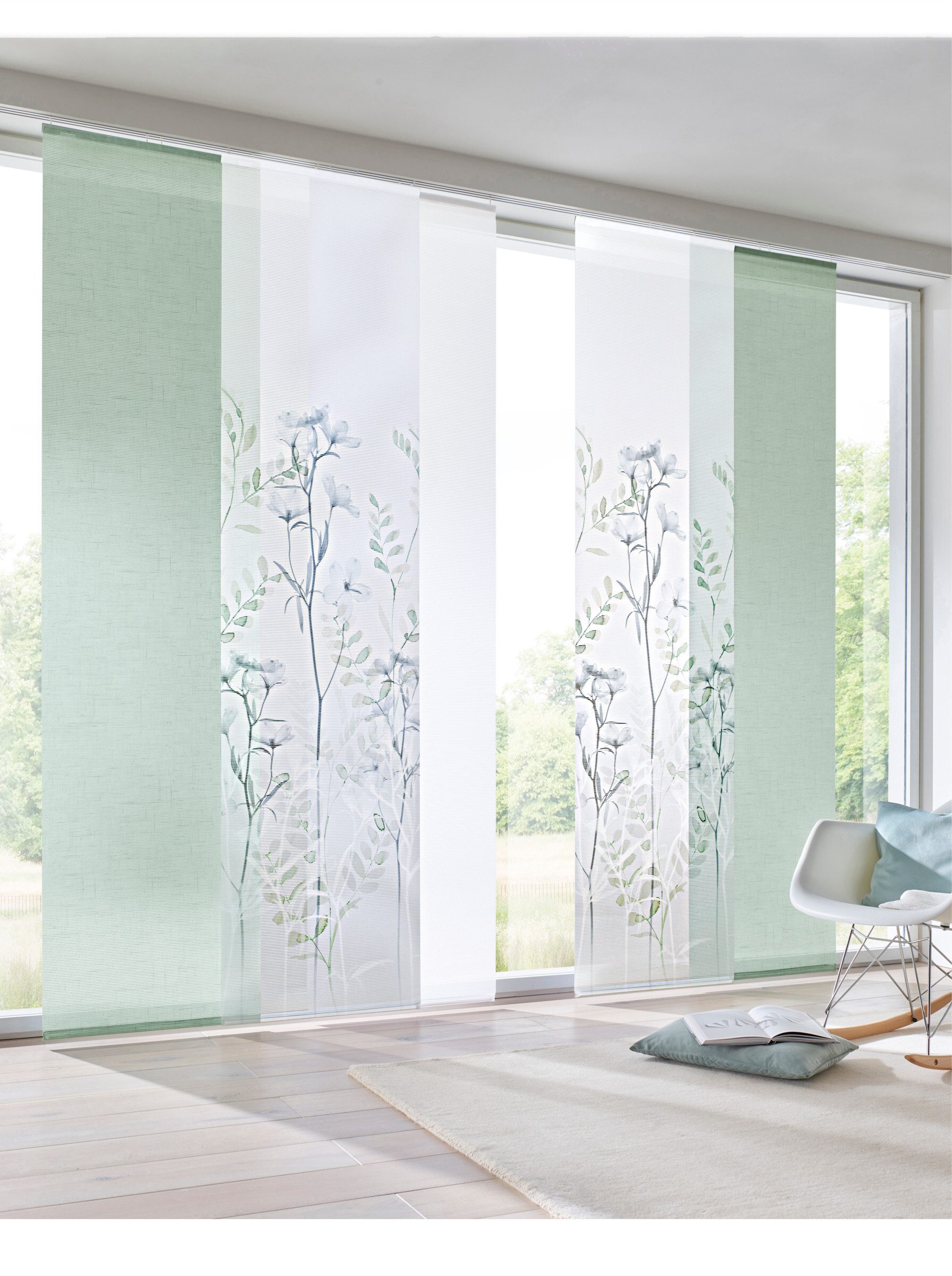 heine Gardine Schiebevorhang . (1 St), Klettschiene, halbtransparent, Schiebevorhang