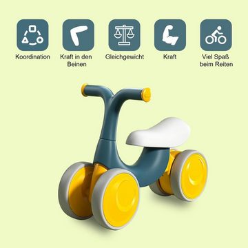 yozhiqu Dreiradscooter Kinder Gleichgewicht Fahrrad, Baby Kleinkind 4 Räder Roller Spielzeug, Pedal-less, leicht und tragbar, für 10-24 Monate alte Babys entwickelt