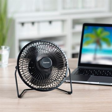 Hama Mini USB-Ventilator Metall - USB Tischventilator mit 2 Geschwindigkeitsstufen, 20 cm Gebläse, 360° Neigungswinkel, geringe Leistungsaufnahme