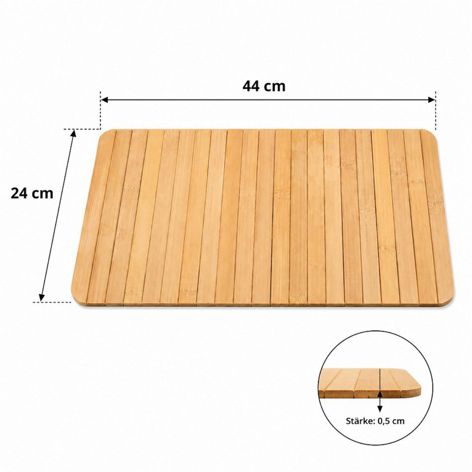 Koopman Tablett Couch 44x24 cm Bambus Braun/Schwarz, Holz, (Stück, 1-tlg., Packung), Schwarz, Lamellen, flexibel, Stopper Unterseite – Bild 3 von 5
