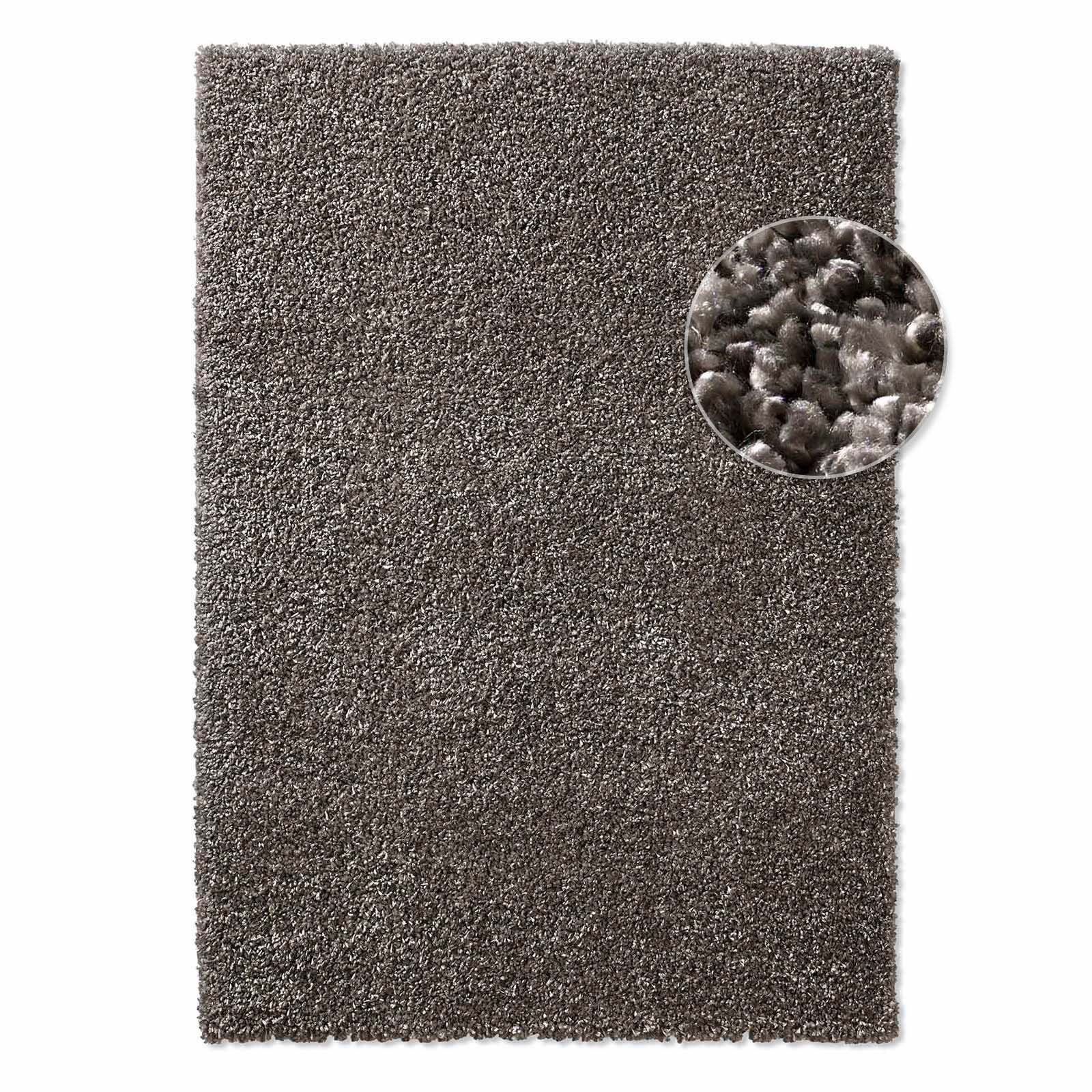 TaraCarpet Langflor-Teppich Venezia Shaggy, rechteckig, Höhe: 35 mm, Hochflor Shaggy Uni Anthrazit Wohnzimmer Schlafzimmer 080x250 cm