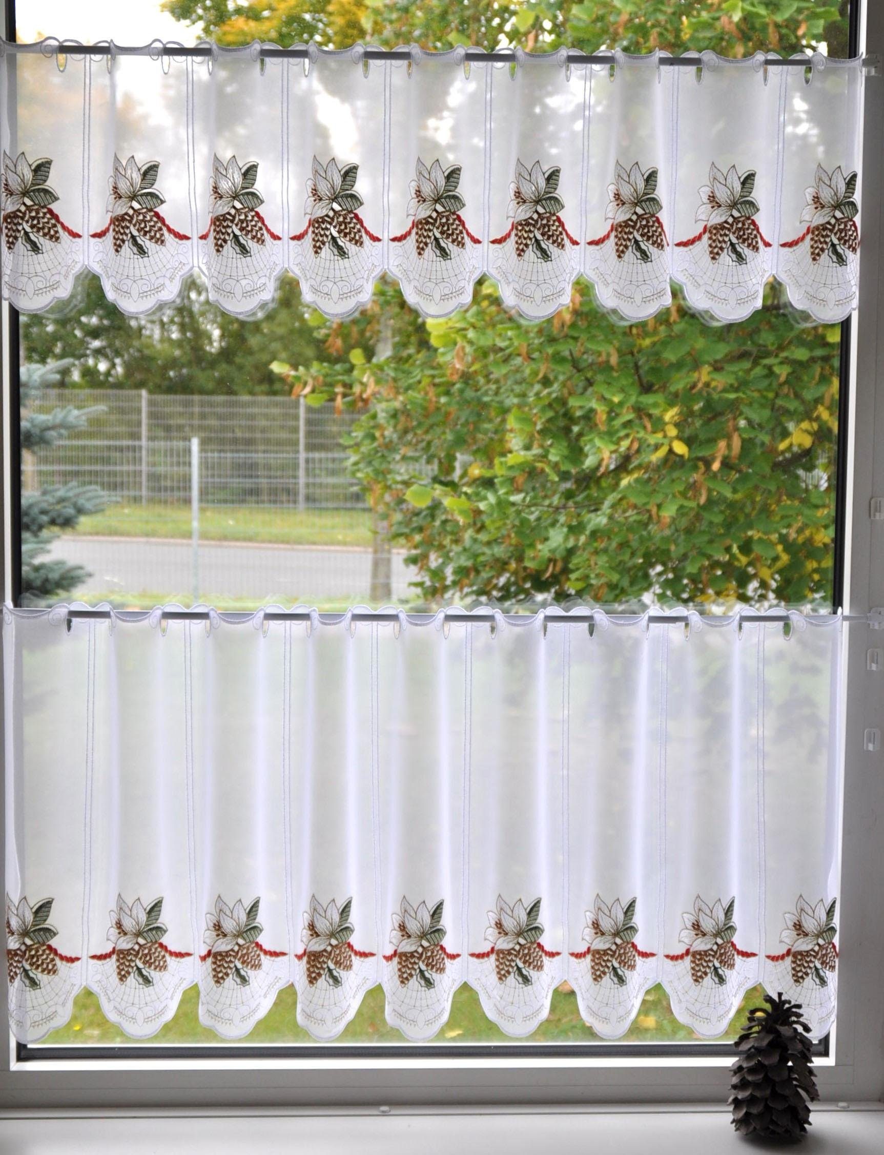 Scheibengardine Christrose, Stickereien Plauen, transparent, (1 Stangendurchzug St), Voile