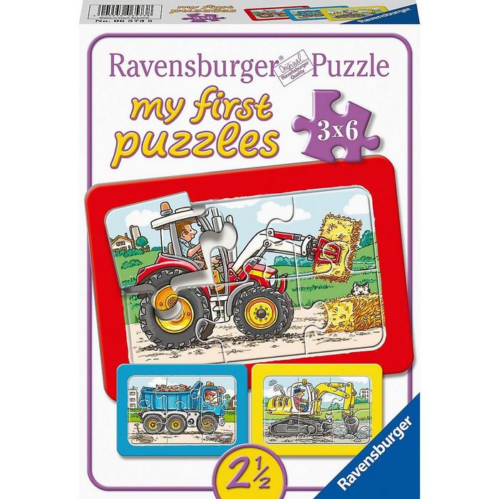 Ravensburger Spiel 3er Set Puzzle je 6 Teile 21x15 cm mit Rahmen